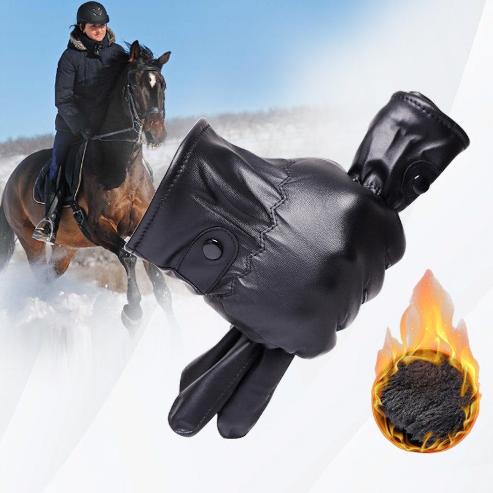 Herren Warm Leder Touchscreen (Paar) Handschuhe Fleece Lederhandschuhe LAPA Handschuhe Winterhandschuhe PU-Leder Leatherette HOME mit Autofahrer