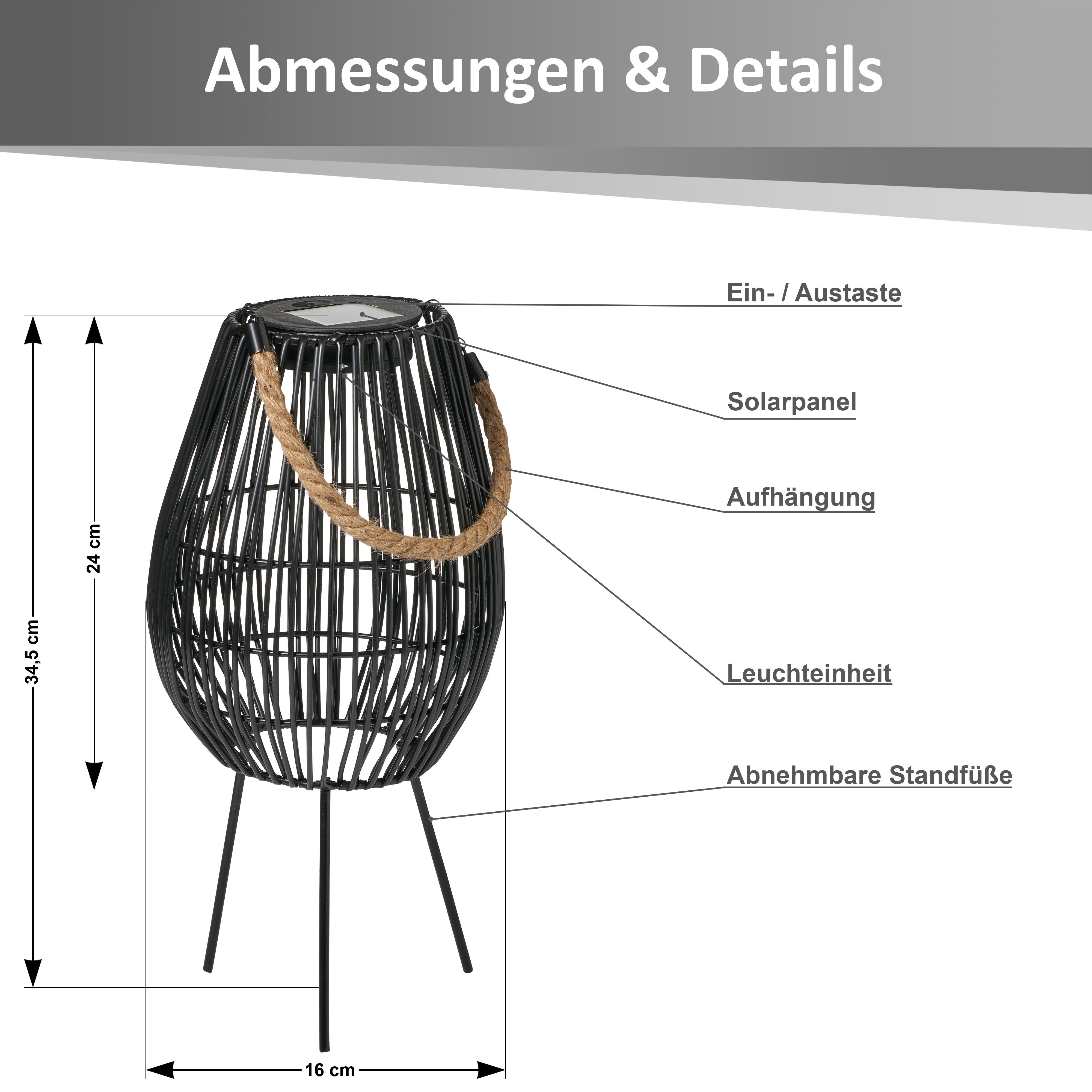 Northpoint LED Laterne Solar LED Laterne mit Farbwechsel für Garten und Balkon