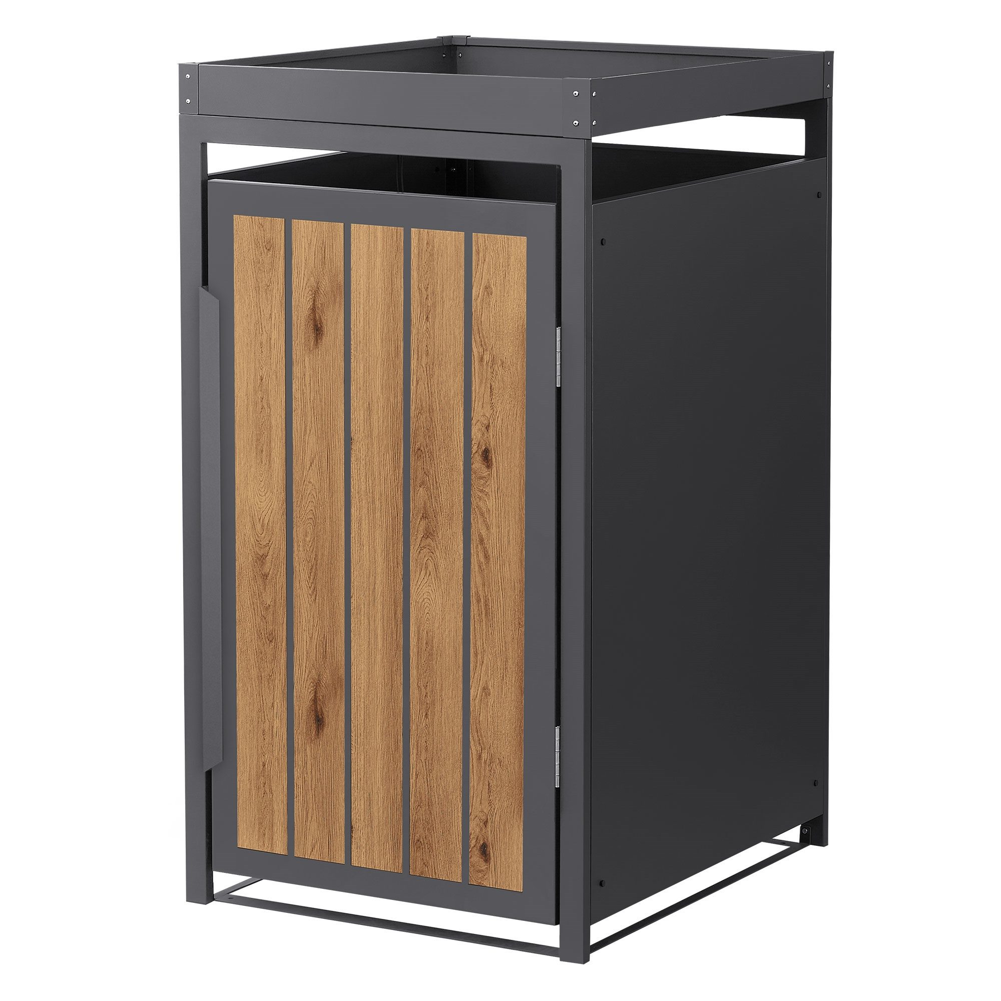 ML-DESIGN Mülltonnenbox Müllbox aus Stahl wetterfeste Mülltonnen Verkleidung Mülltonnengarage, Mülltonnencontainer mit Pflanzdach für 1 Tonne 120 oder 240 Liter