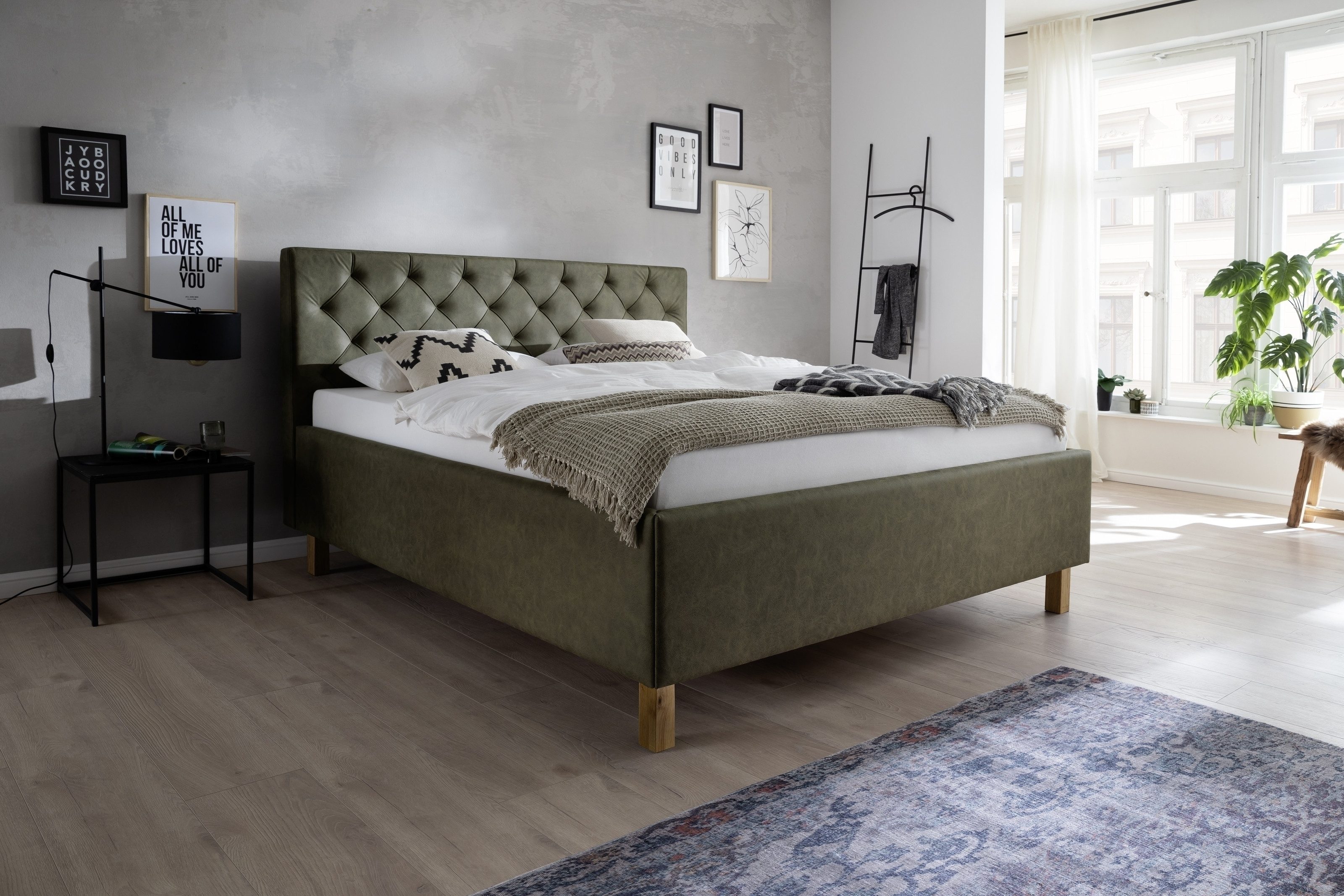 freiraum Polsterbett San Remo, Liegefläche 160x200cm, grün, Stellmaß: 170x120x215cm (BxHxT)