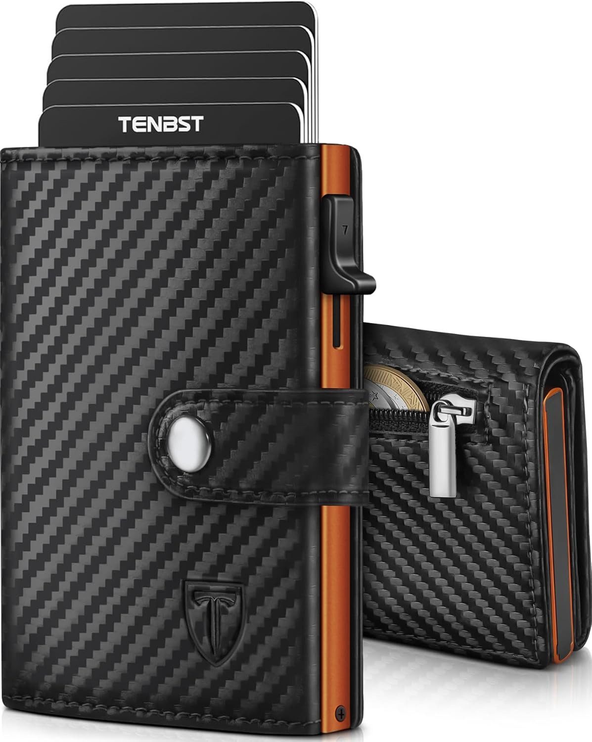 TEEHON Geldbörse Geldbeutel Herren mit Münzfach & RFID Schutz, Slim Wallet für 8 Karten (Kartenetui Klein, Portmonee Geldbörse Herren), für Kreditkarten Kreditkartenetui - Blau & Schwarz