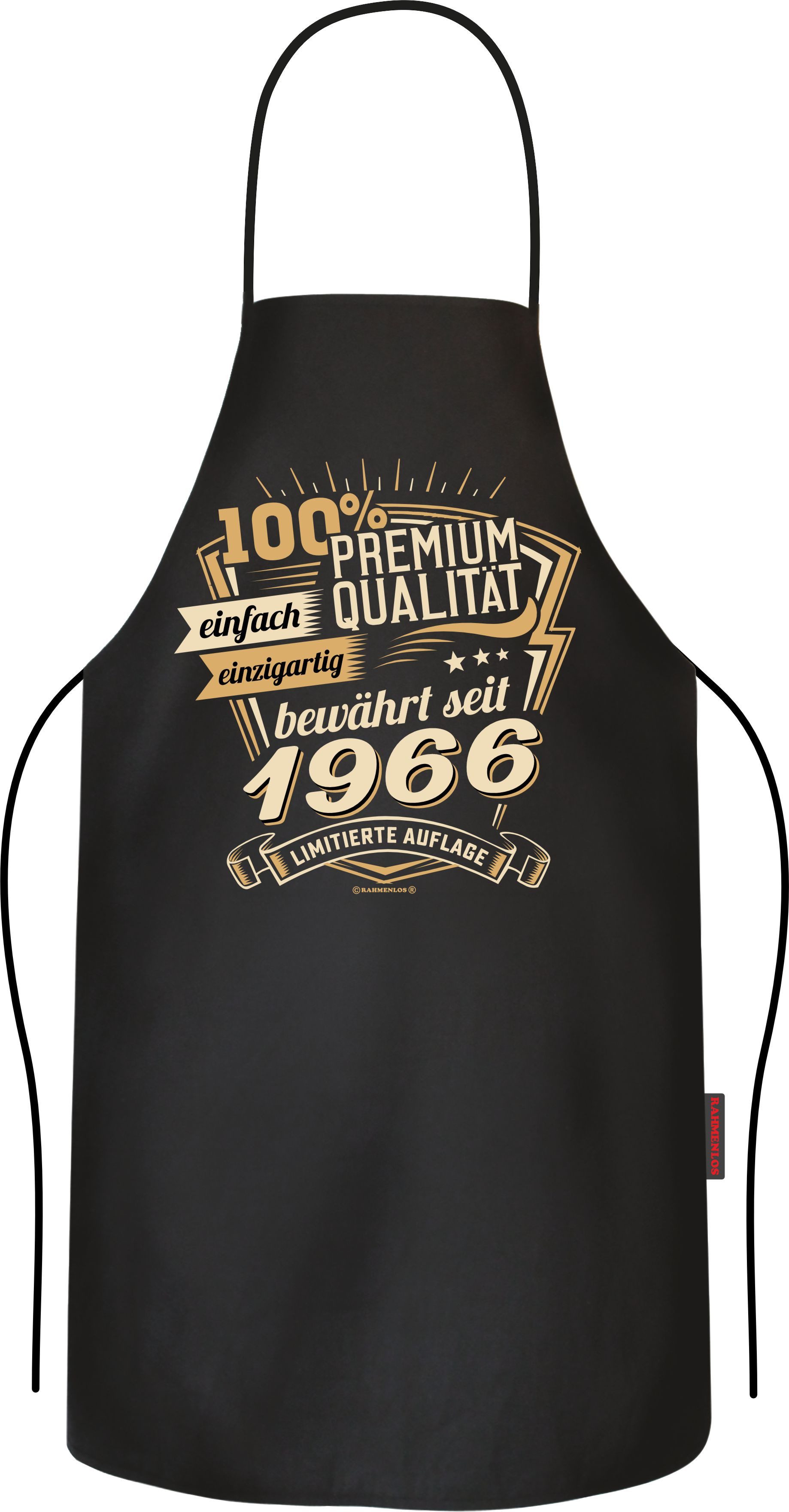 RAHMENLOS® Grillschürze Kochschürze als Geschenk zum 60. Geburtstag: Premium bewährt seit 1966