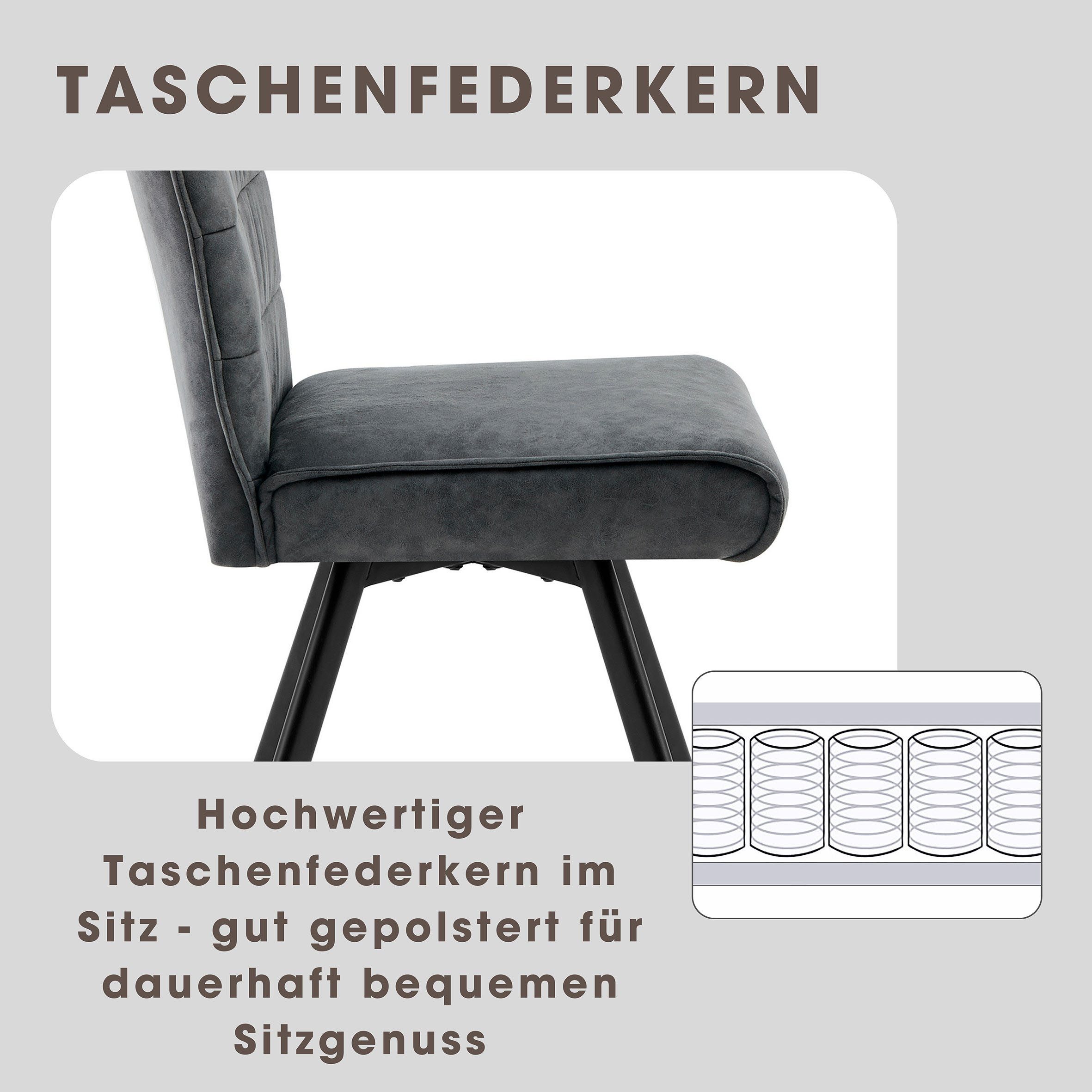 byLIVING Esszimmerstuhl ROBBIE (Set, 2 St), Microfaser, 360° drehbar, Taschenfederkern,Steppung Rücken, Keder – Bild 4 von 5
