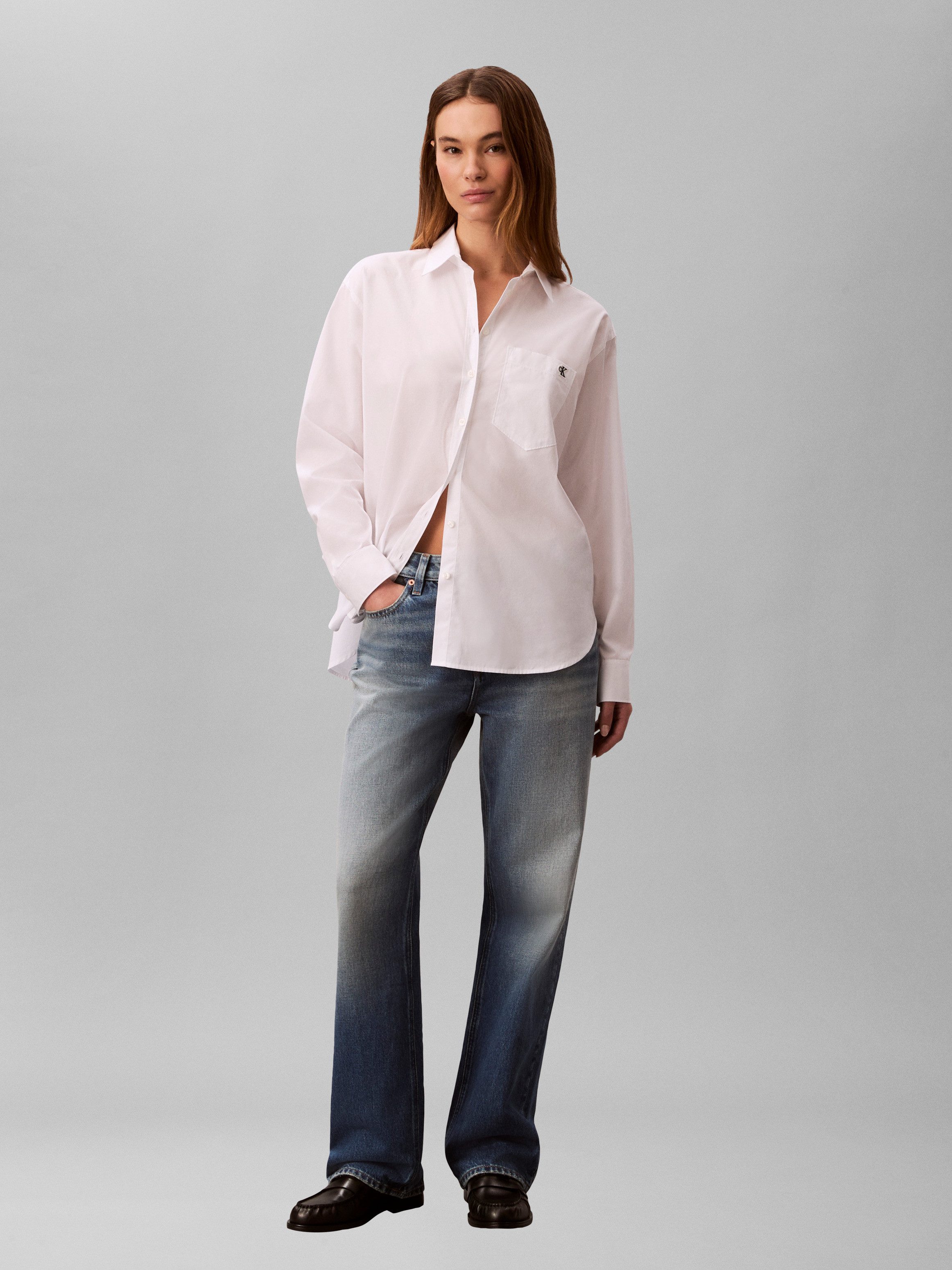 Calvin Klein Jeans Hemdbluse COTTON POPLIN RELAXED SHIRT Regular fit mit Brusttasche – Bild 4 von 5