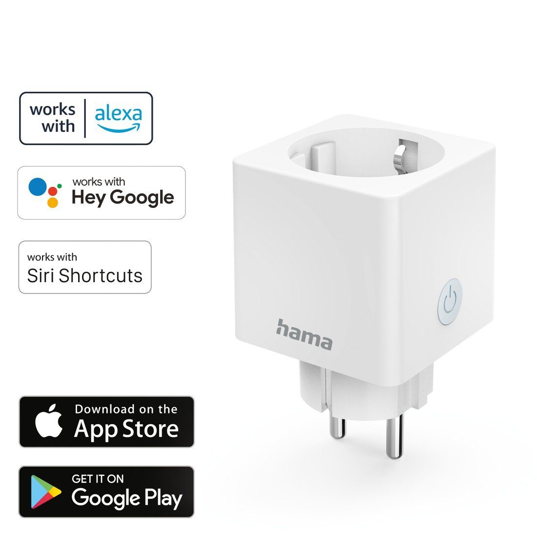 WLAN-Steckdose max. App mit WLAN-Steckdose smarte Home, (kompakte, W Apple 3680 3680W), Hama Steckdose,