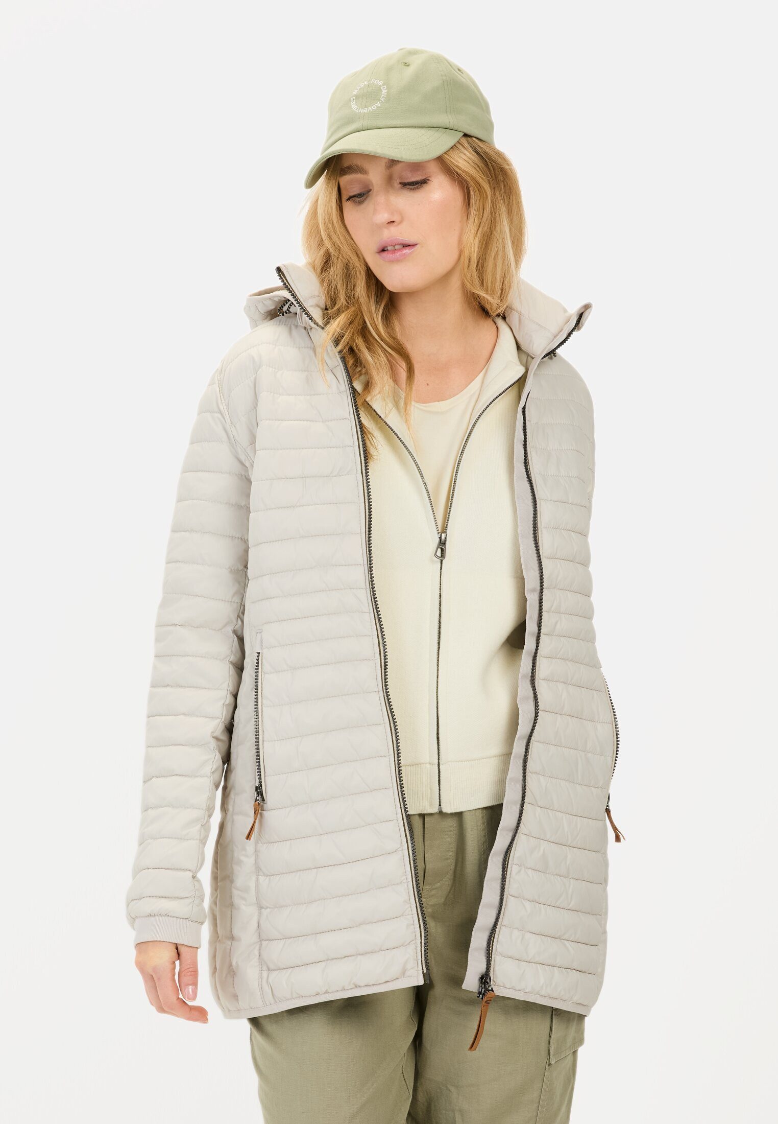 camel active Steppjacke aus recyceltem Polyamid Langarm Kapuze Markenlogo günstig online kaufen