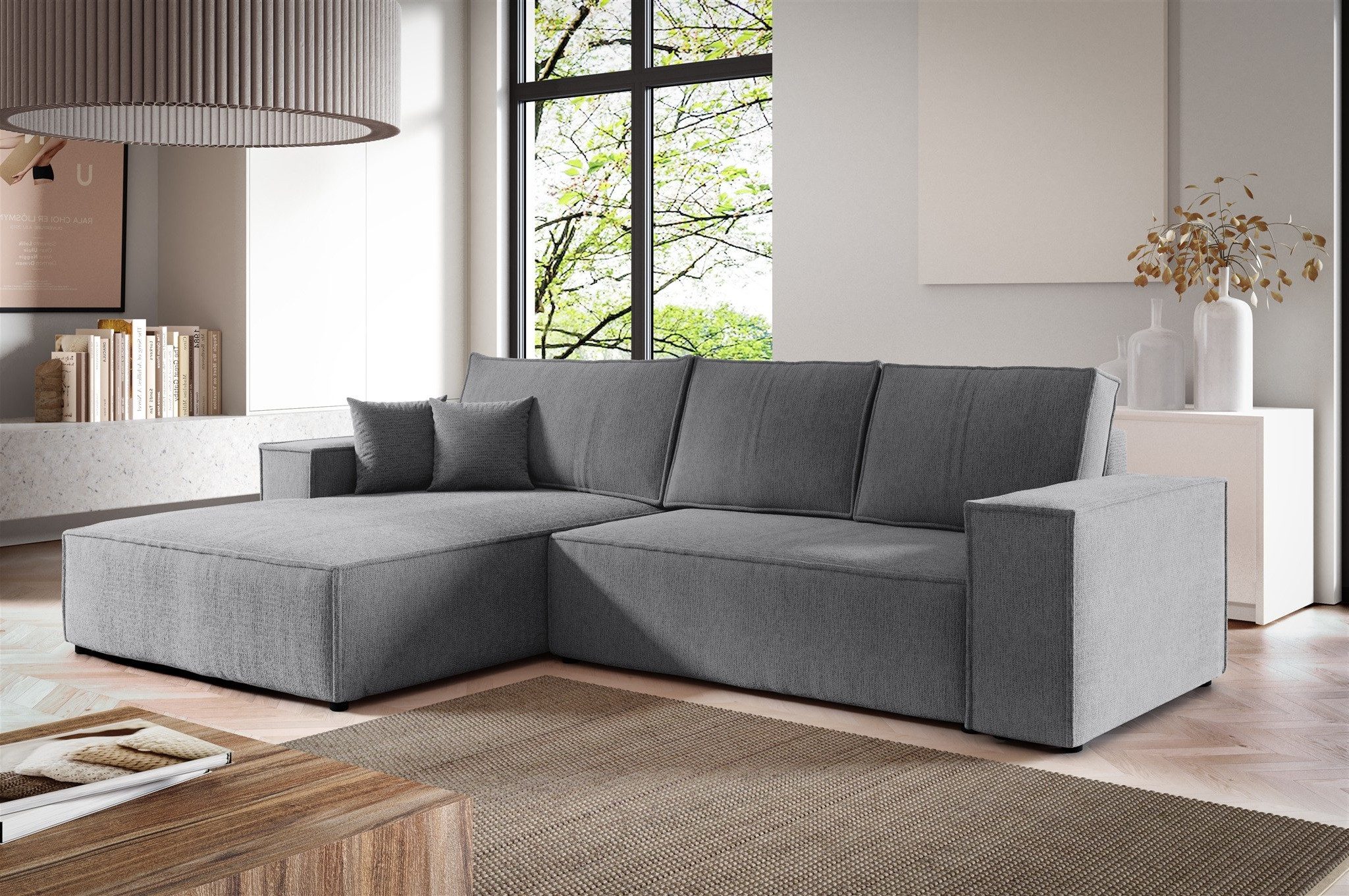 Fun Möbel Ecksofa Schlafsofa Sofa FUN ANAHI in Polsterstoff Aragon, Ottomane Links oder Rechts, Rundumbezug