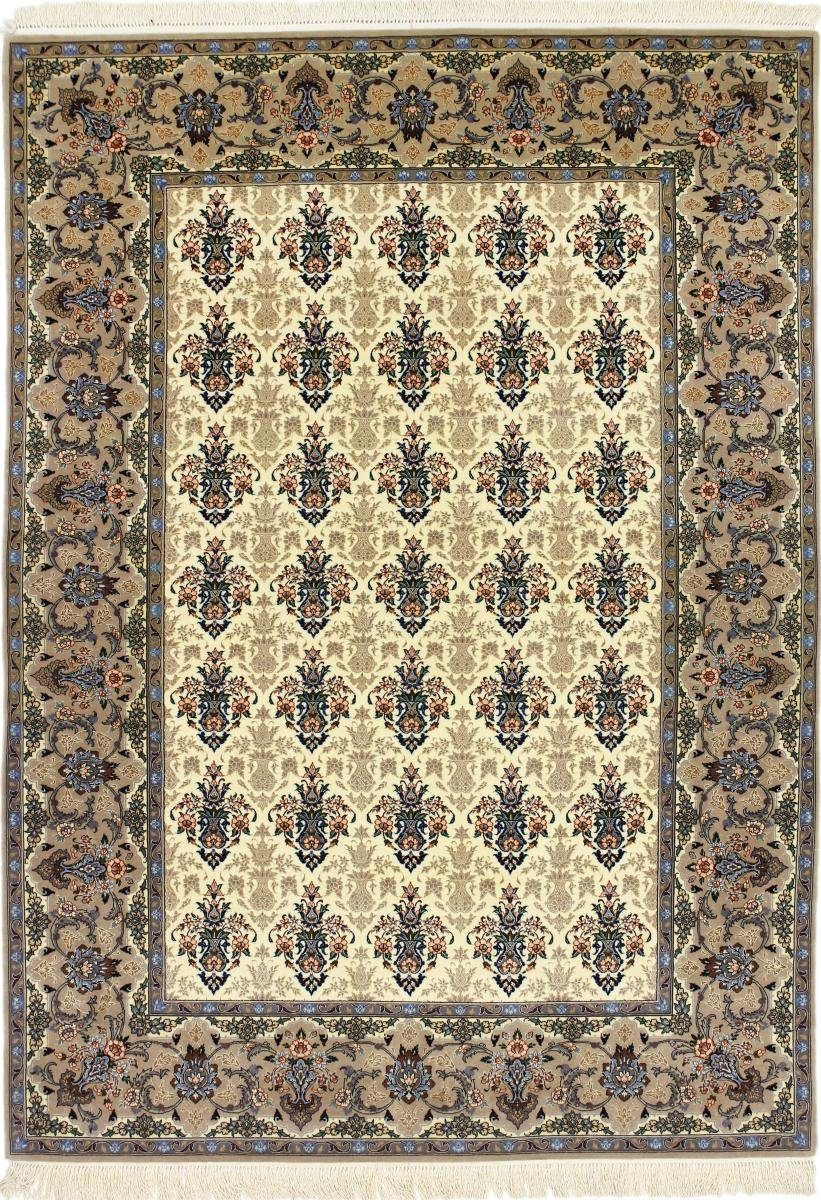 Orientteppich Isfahan Seidenkette 154x219 Handgeknüpfter Orientteppich, Nain Trading, rechteckig, Höhe: 6 mm