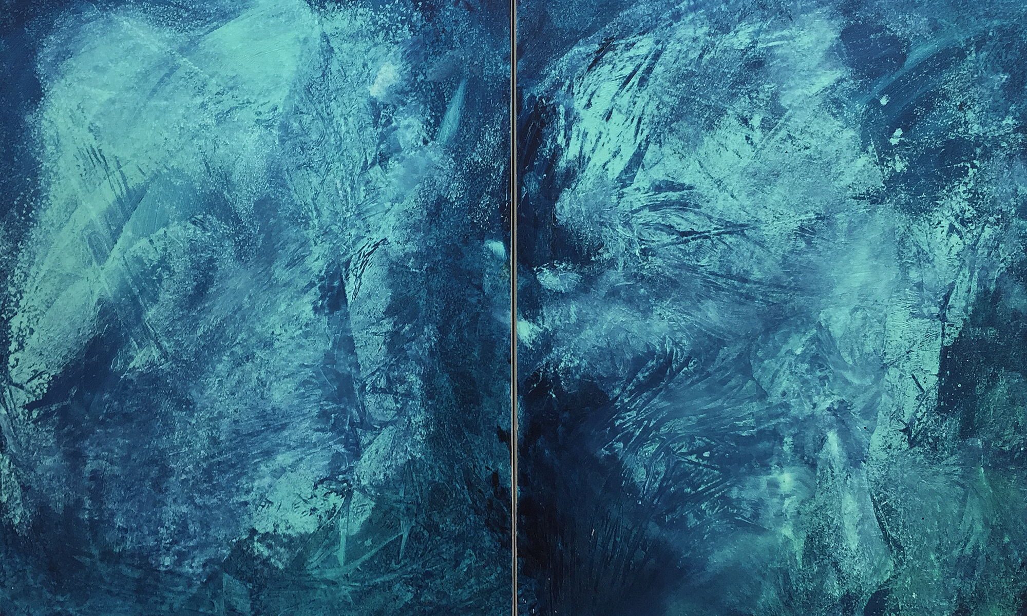 WandbilderXXL Gemälde Deep Water 200 x 70 cm, Abstraktes Gemälde, handgemaltes Unikat