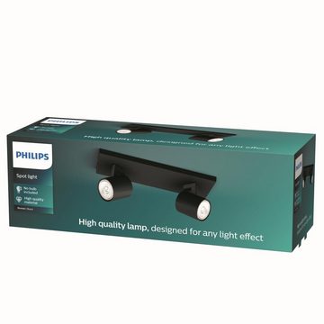 Philips Deckenleuchte Deckenleuchte Runner in Schwarz GU10 2-flammig, keine Angabe, Leuchtmittel enthalten: Nein, warmweiss, Deckenbeleuchtung, Deckenlicht, Deckenlampe