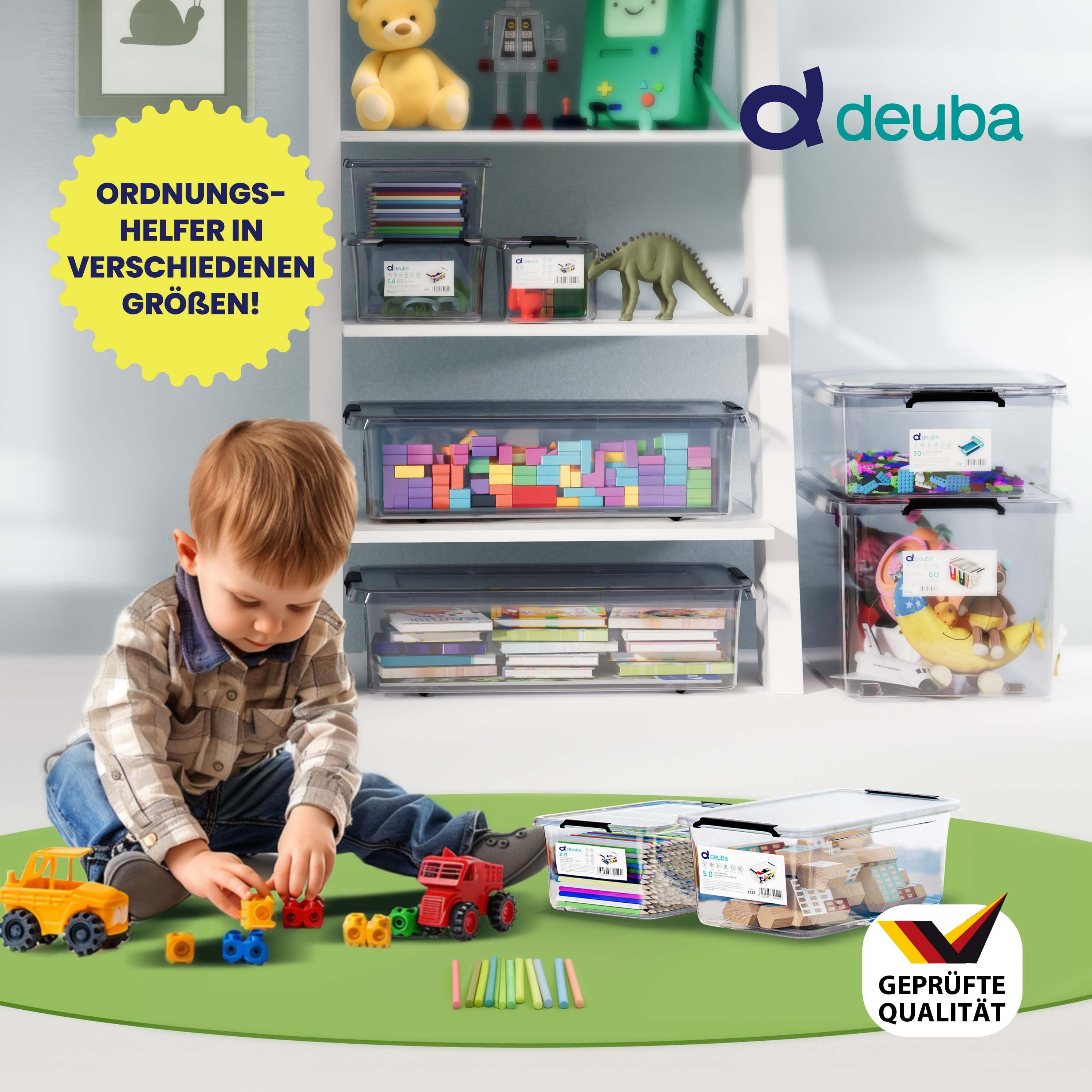 Deuba Aufbewahrungsbox, 2L Deckel Kunststoff Organizer Ordnungsboxen BPA frei stapelbar Küche