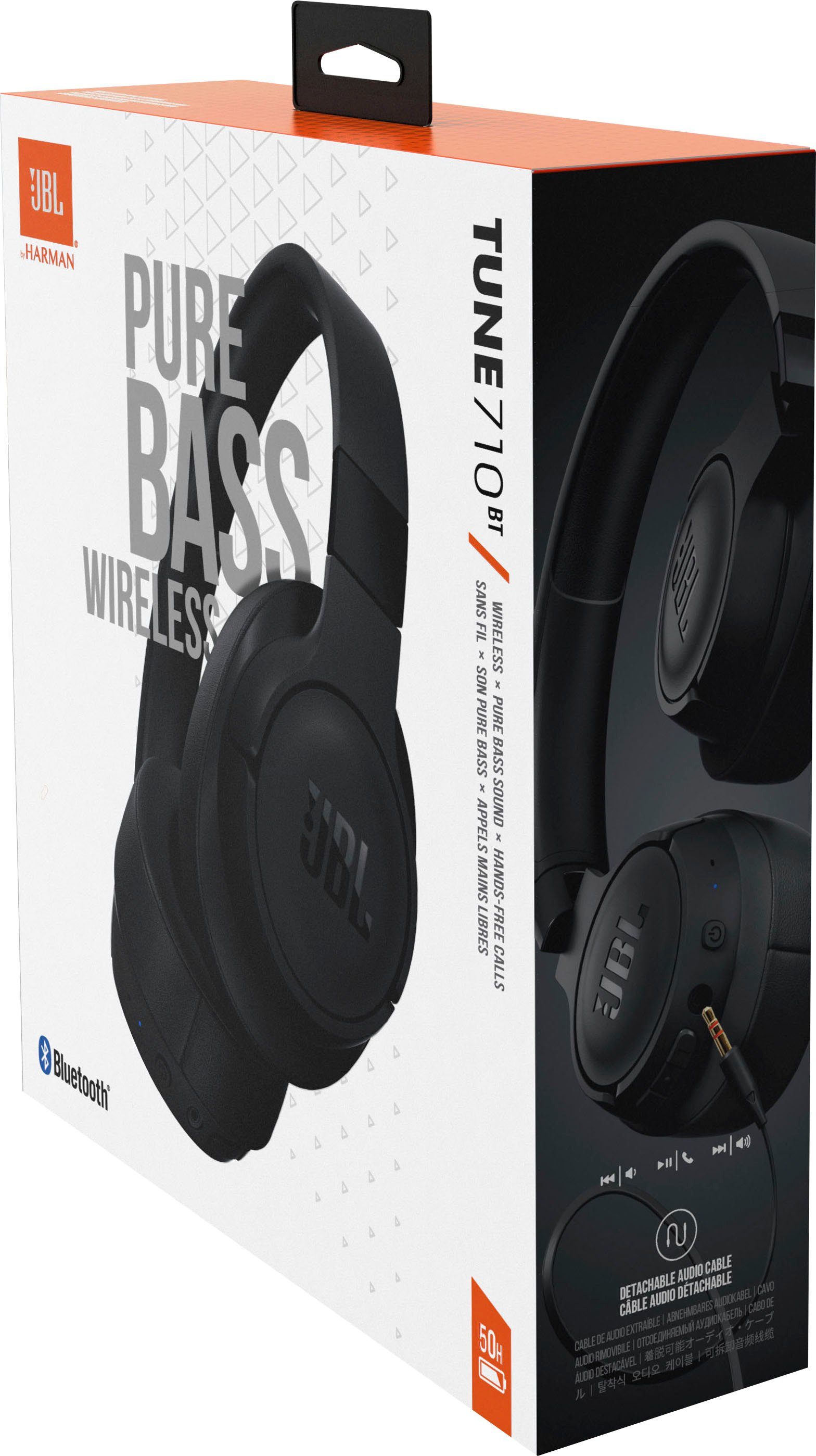 schwarz 710BT TUNE Over-Ear-Kopfhörer kabelloser (Freisprechfunktion, Multi-Point-Verbindung) JBL