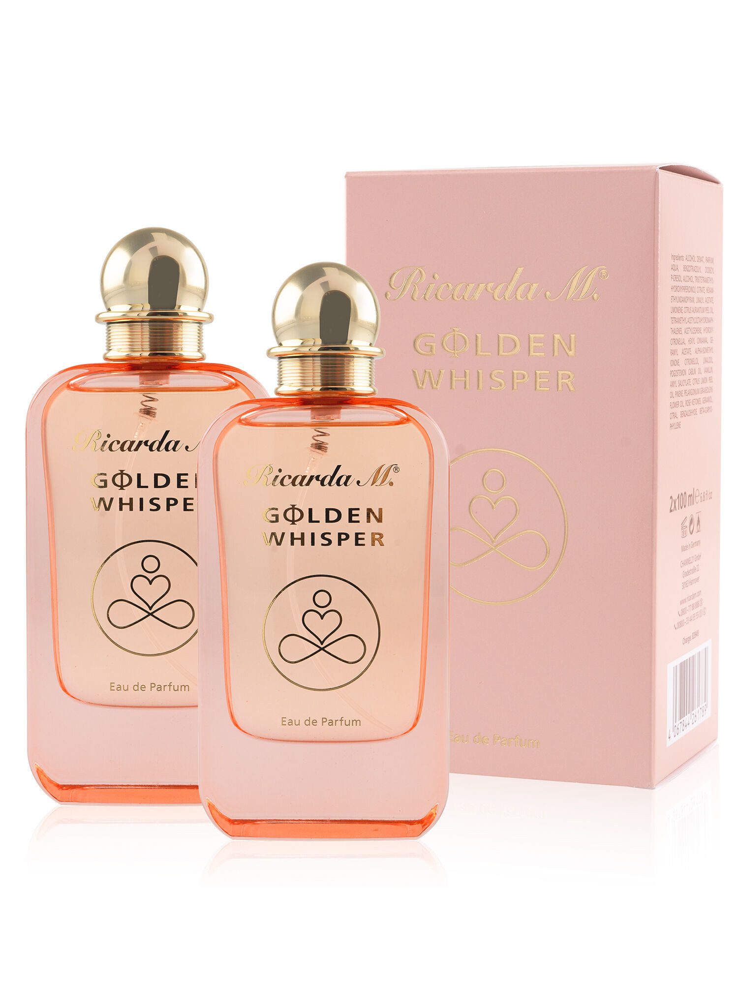 Ricarda M. Eau de Parfum Parfüm "WOS Golden Whisper EdP", 2x 100 ml, 2-tlg., langanhaltender Duft mit warmer Herznote & sanfter Basisnote