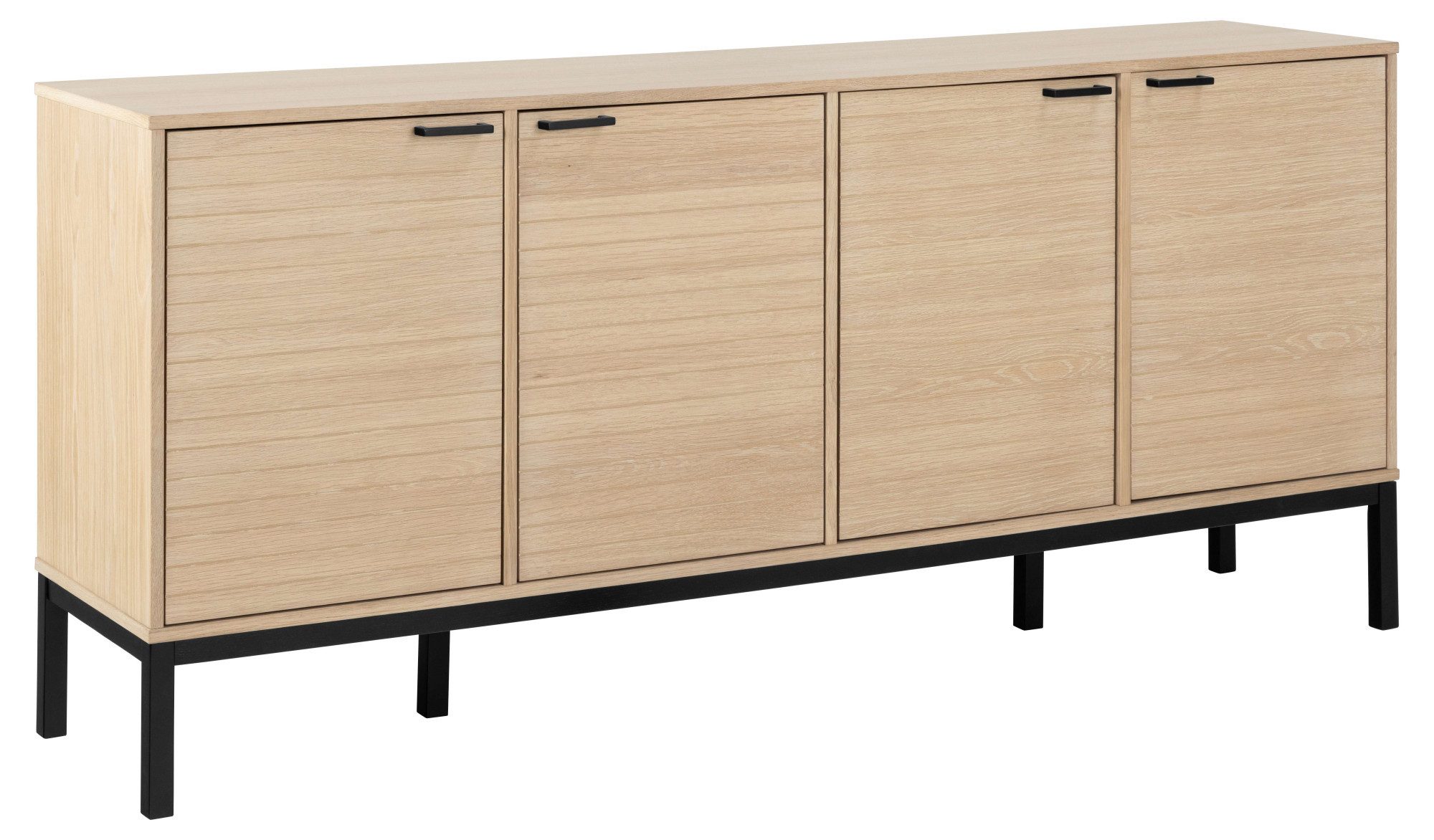 ACTONA GROUP Sideboard Kensington, Anrichte, 4 Türen und 4 Böden weiss pigmentiert Eiche, 180x40x80cm