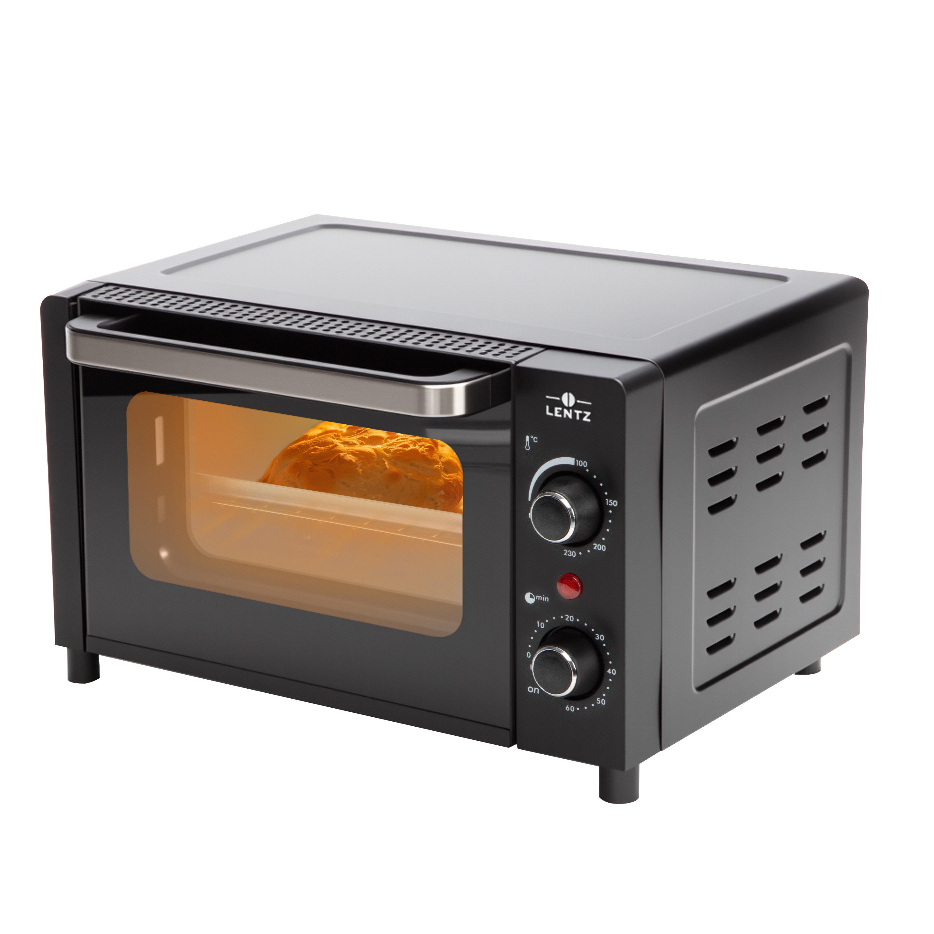 Ribelli Minibackofen 12 Liter 1050W Backofen für Küche, Krümelblech, Backblech, Grillros
