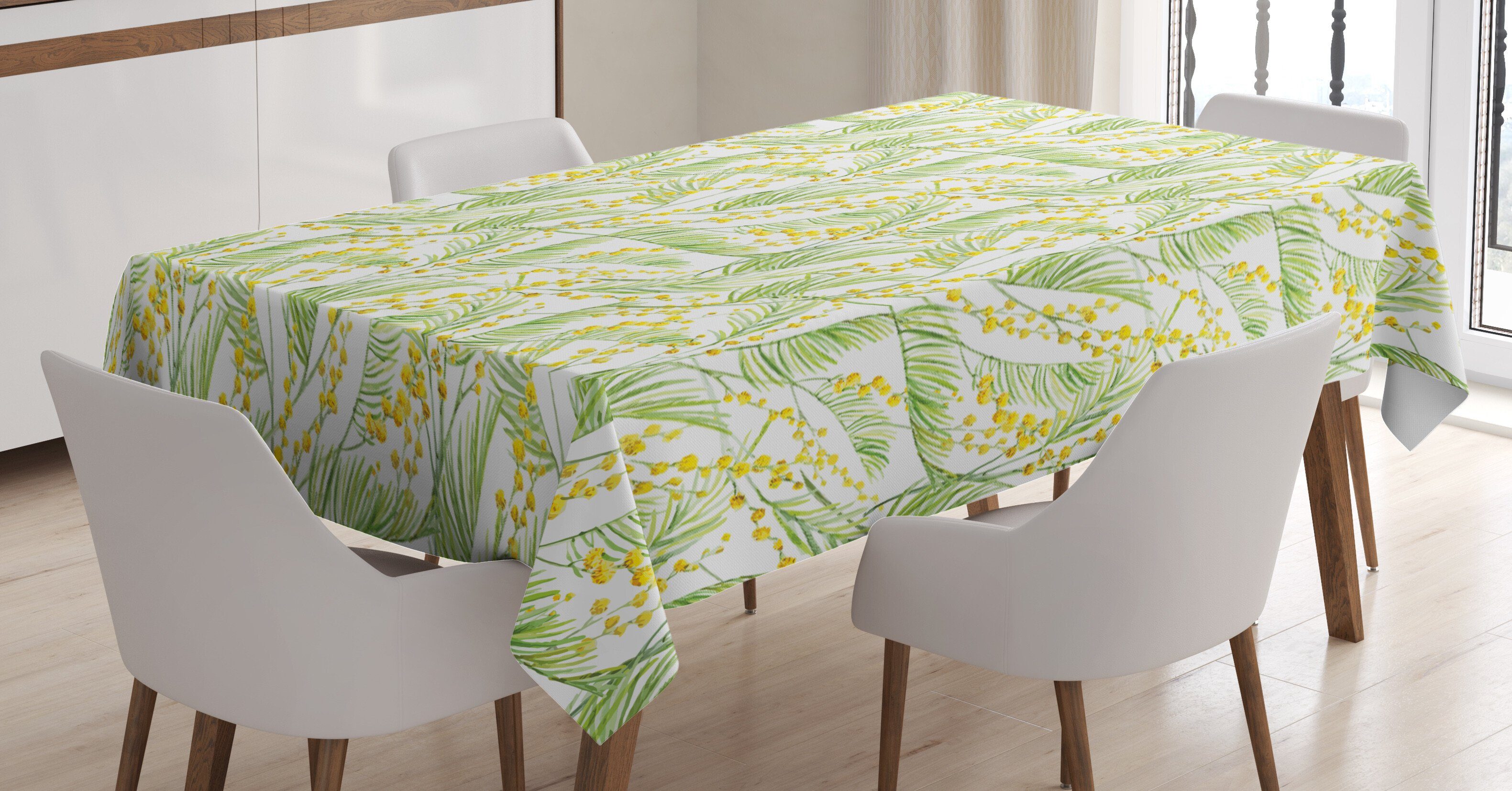 Für Bereich Farbfest den Tischdecke Abakuhaus Aquarell Klare Garten-Kunst Mimosa geeignet Farben, Waschbar Außen
