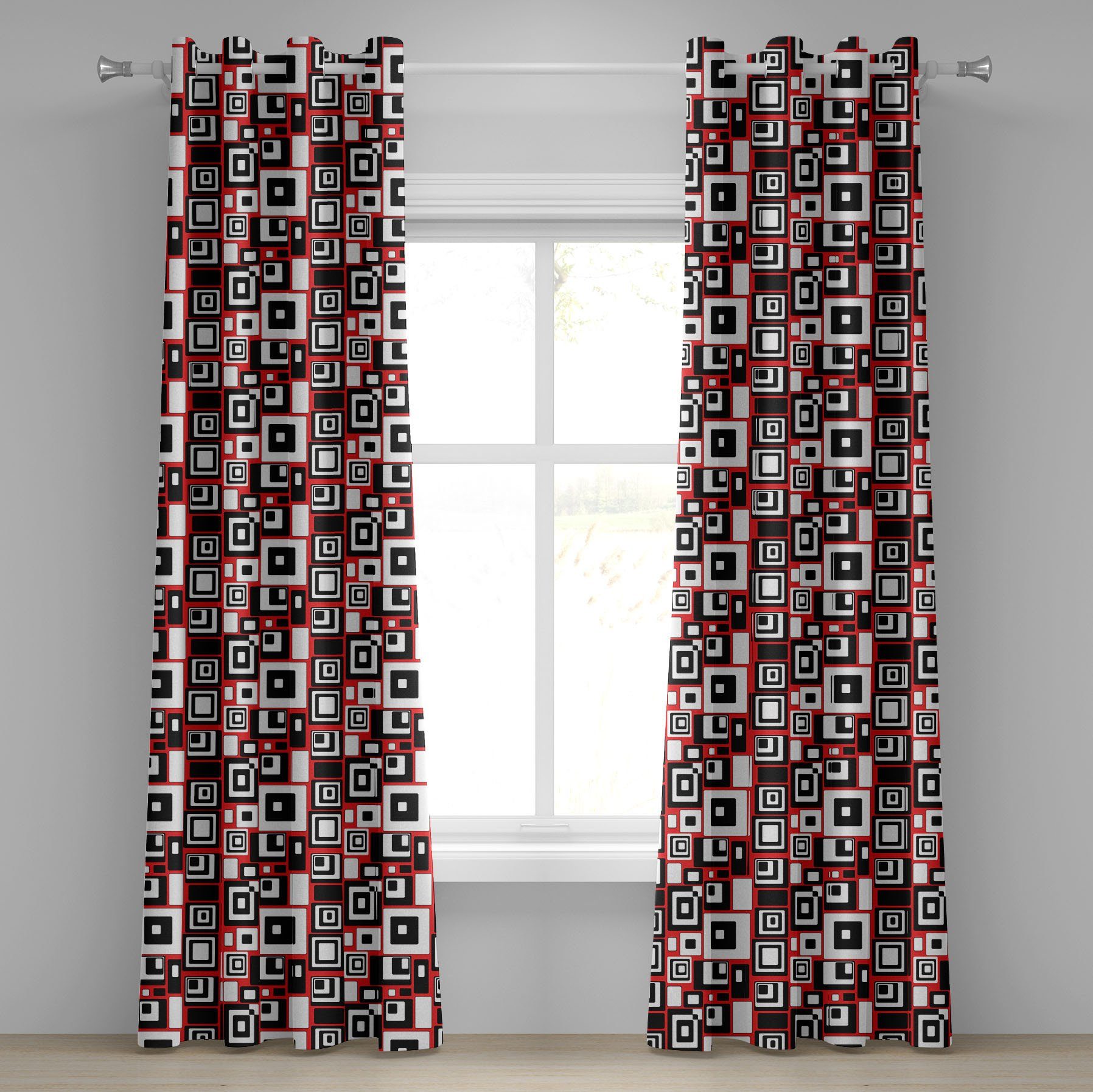 Gardine Dekorative 2-Panel-Fenstervorhänge für Schlafzimmer Wohnzimmer, Abakuhaus, Abstrakt Minimalist Retro