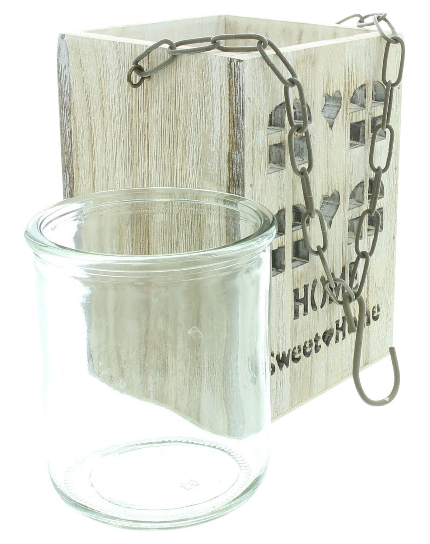 Home-trends24.de Kerzenhalter Hänge-Laterne Kerzen "Sweet Home" Holz Windlicht mit Kette