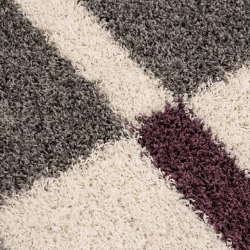 Teppich Kariert Design, SIMPEX24, Rund, Höhe: 30 mm, Runder Teppich Kariert Design Teppich im Teppich Wohnzimmer