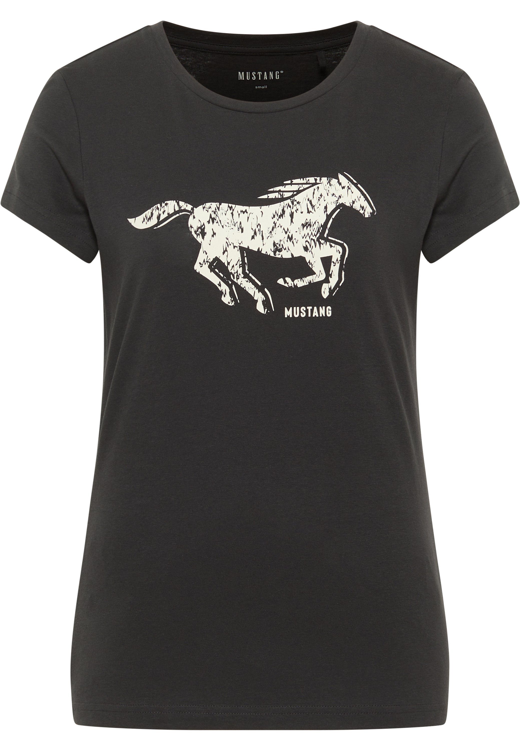 MUSTANG Kurzarmshirt Mustang T-Shirt Print-Shirt schwarz