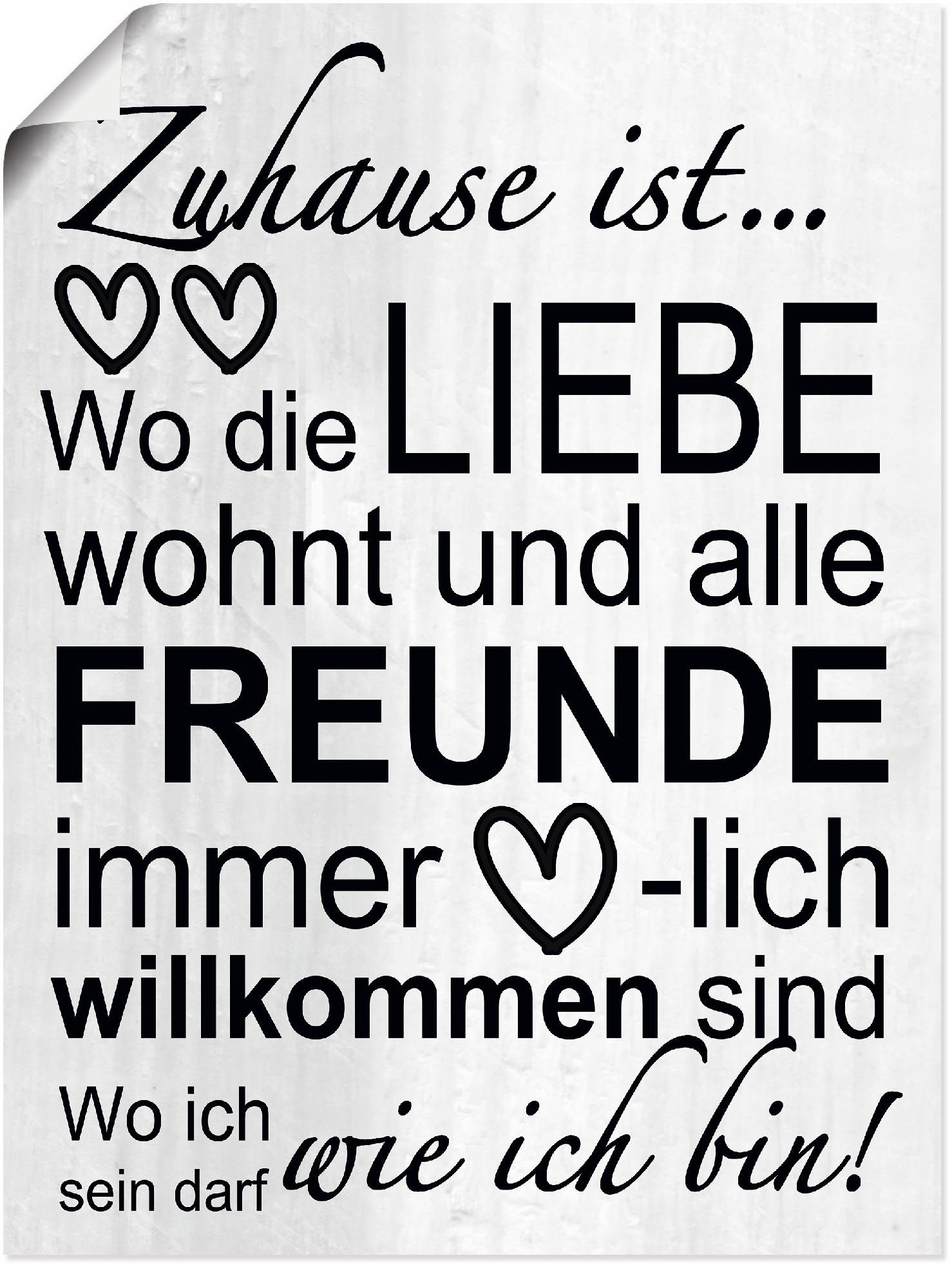 Artland Wandbild Wo die Liebe wohnt, Sprüche & Texte (1 St), als Leinwandbild, Poster in verschied. Größen