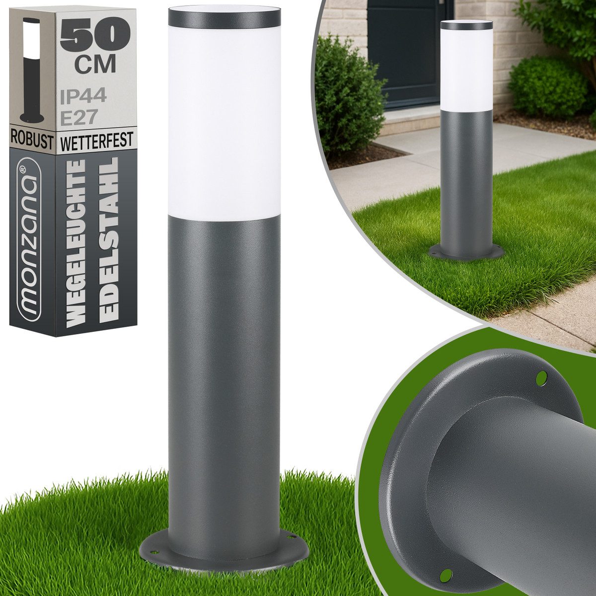 monzana Gartenleuchte, Außenleuchte, Edelstahl 50cm Strom günstig online kaufen