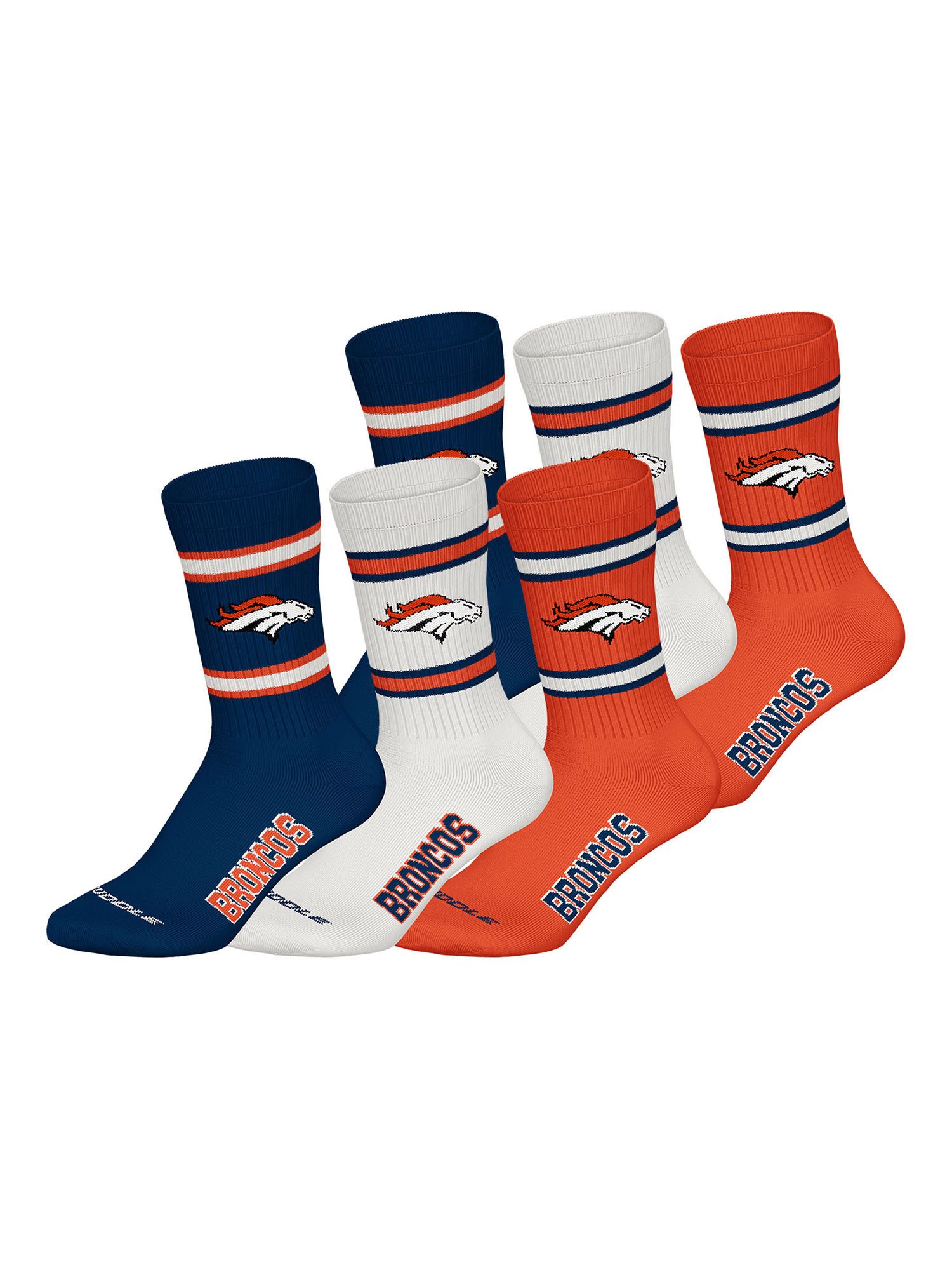 HUDDLE Freizeitsocken Denver Broncos (6-Paar) Casual Socken, Alltagssocken, Bequeme Socken
