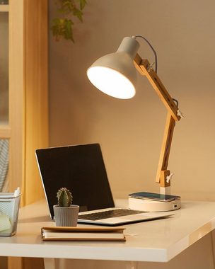 Tomons LED Tischleuchte »aus Holz, unterstützt kabelloses Laden für Smartphone«, LED Leselampe mit USB Ladeanschluss