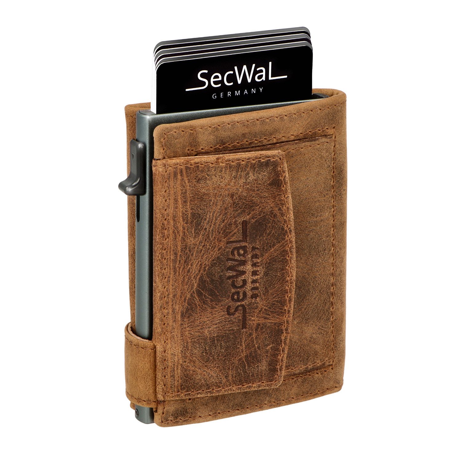 SecWal Geldbörse, Kartenetui mit Münzfach Druckknopf, Slim Wallet, RFID Schutz, Geldbeutel klein, für Damen und Herren