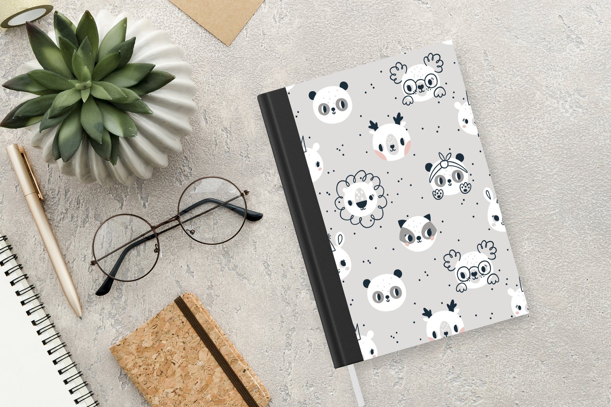 Tagebuch, Notizheft, dots, Journal, Polka Notizbuch Haushaltsbuch Seiten, Tiere MuchoWow A5, 98 Merkzettel, Muster - -