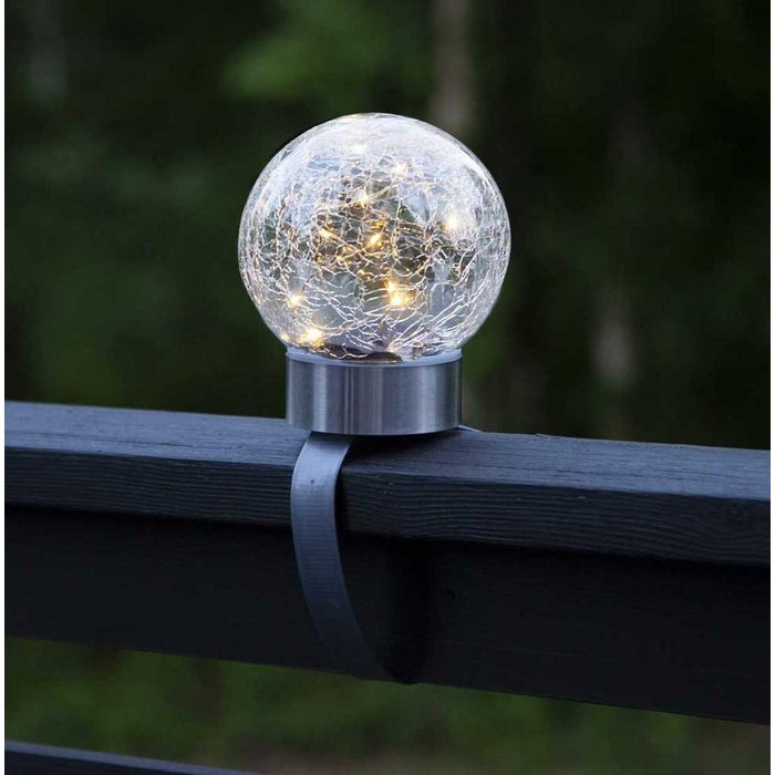 STAR TRADING LED Gartenleuchte Glory Dämmerungssensor LED warmweiss 3in1 LED Solar Kugel 1 LED warmweiß Tischlampe Gartenstab Balkonleuchte