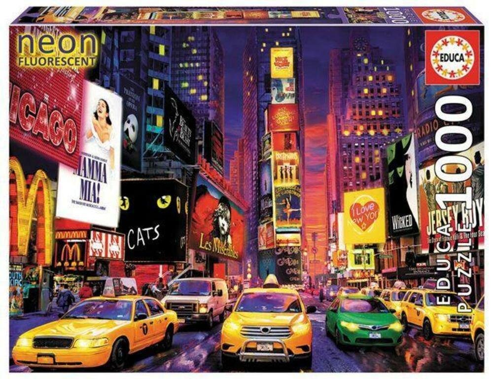 Carletto Puzzle Educa - Times Square 1000 Teile Leuchtpuzzle, 1000 Puzzleteile