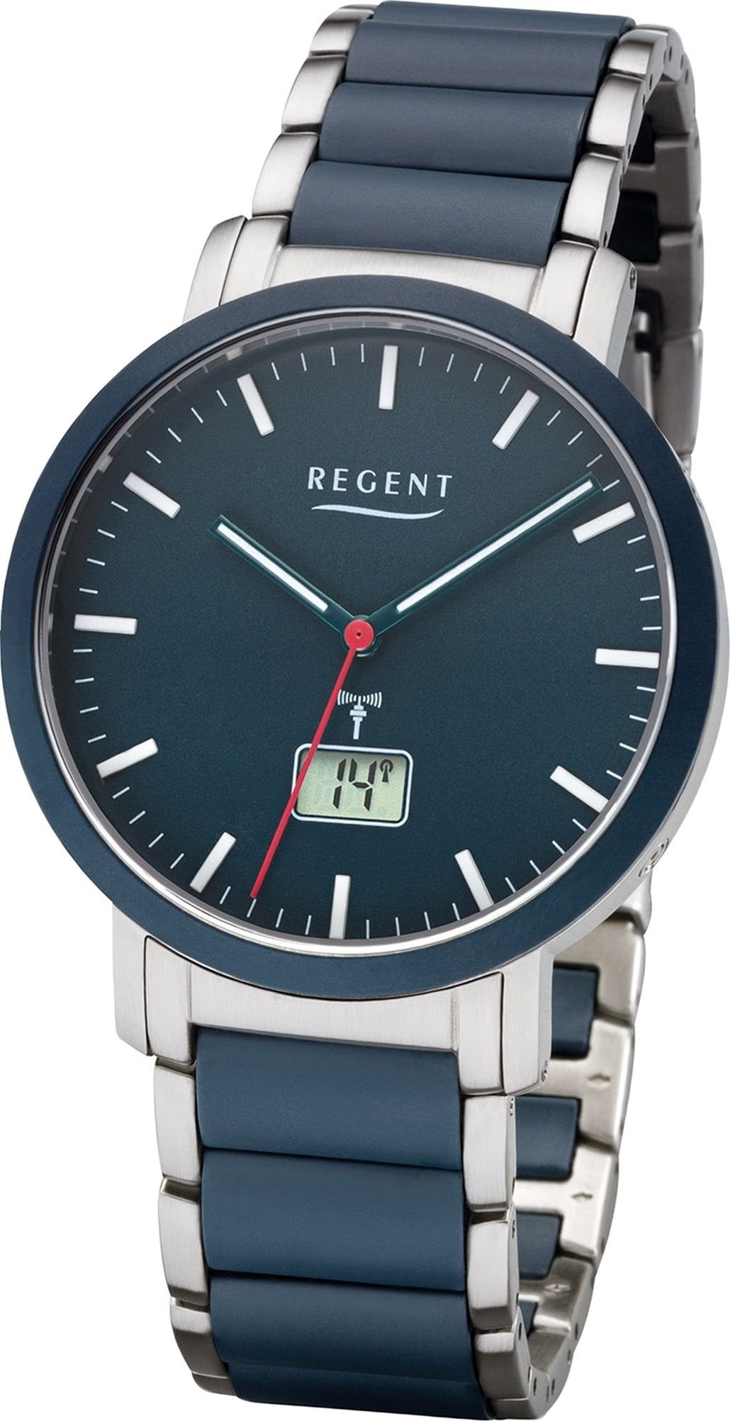 Regent Funkuhr Regent Herren 40mm), Uhr Metallarmband, Gehäuse rundes (ca. Metall Herrenuhr FR-254, mit Elegant-Style