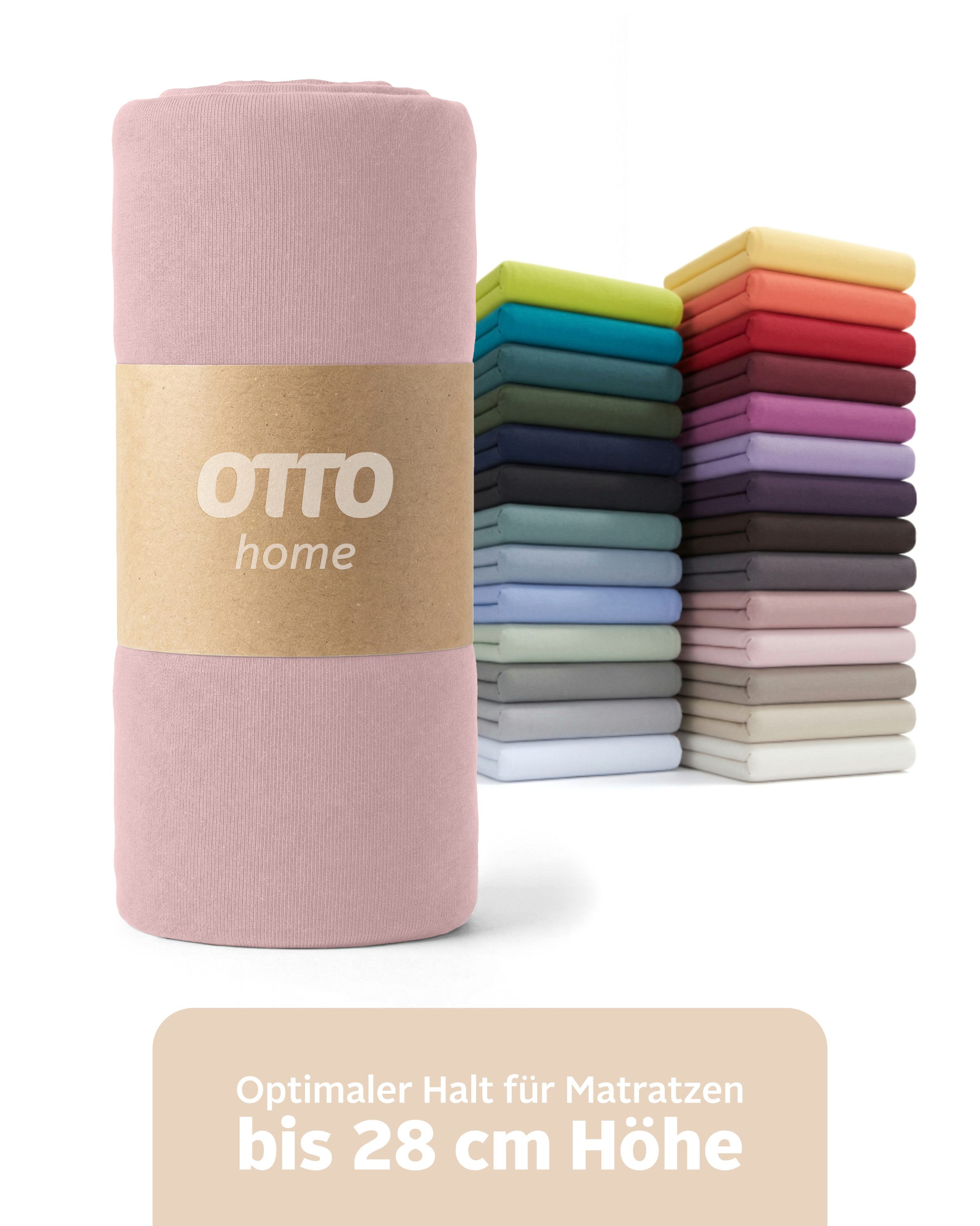OTTO home Spannbettlaken BLACKBERRY in PREMIUM und BASIC Qualität, 100% Baumwolle, Jersey (110 g/m), Gummizug: rundum, (1 Stück), für hohe Matratzen bis 28 cm, Bettlaken, Spannbetttuch, Boxspring