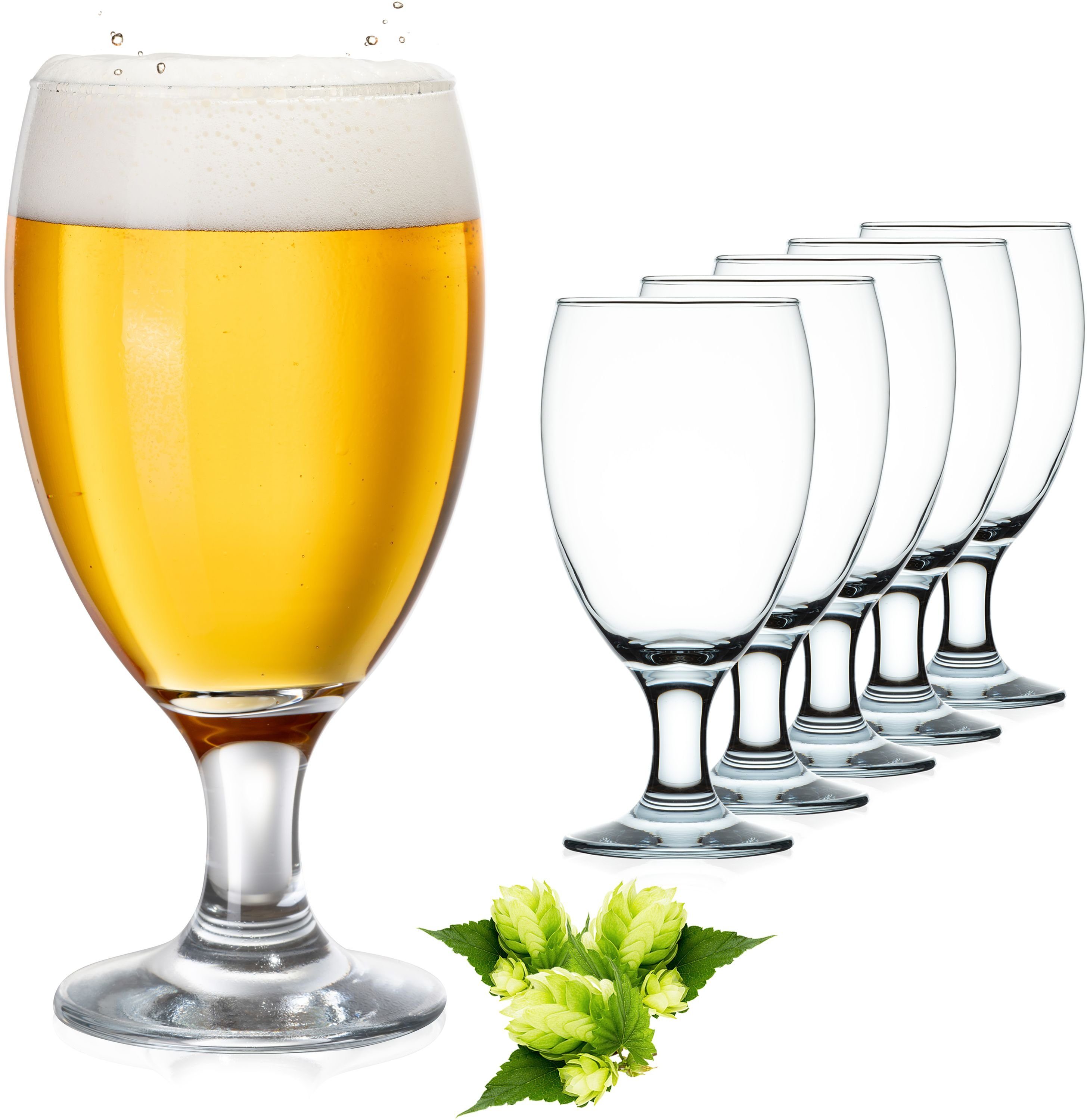 PLATINUX Bierglas Biertulpen, Glas, Biergläser Set 6 Teilig 500ml  (max.610ml) Bierkrüge Bierschwenker Pilsgläser Tulpe