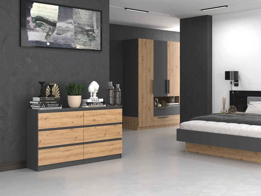 Raumhirsch Furniture Kommode Sideboard 140 cm breit (Maße 40 x 140 x 75 cm, 6 Schubladen), verschiedene Farben