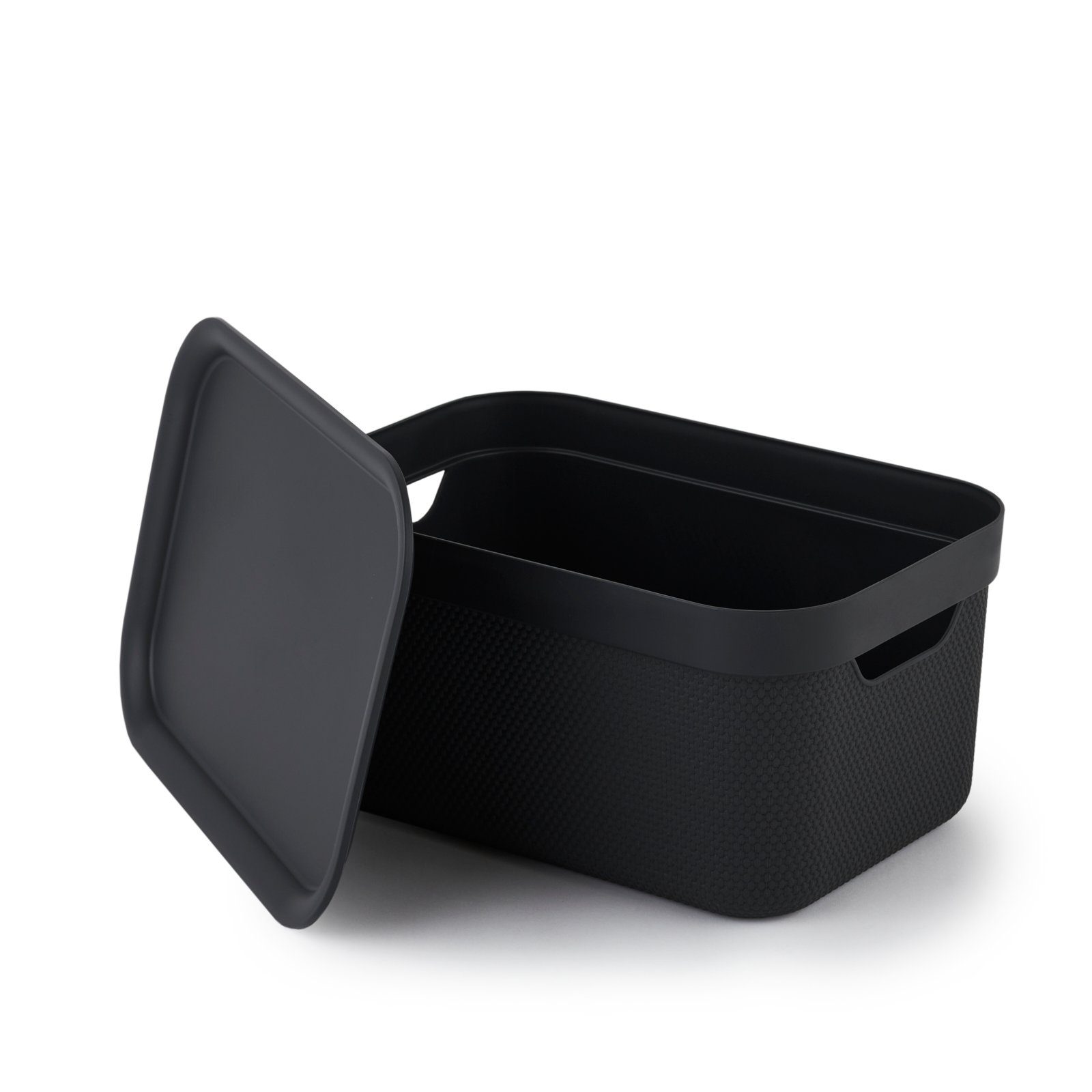 ROTHO Aufbewahrungsbox 3er- Set Aufbewahrungskorb 16l mit Deckel (Aufbewahrungsboxen, 3er-Set)