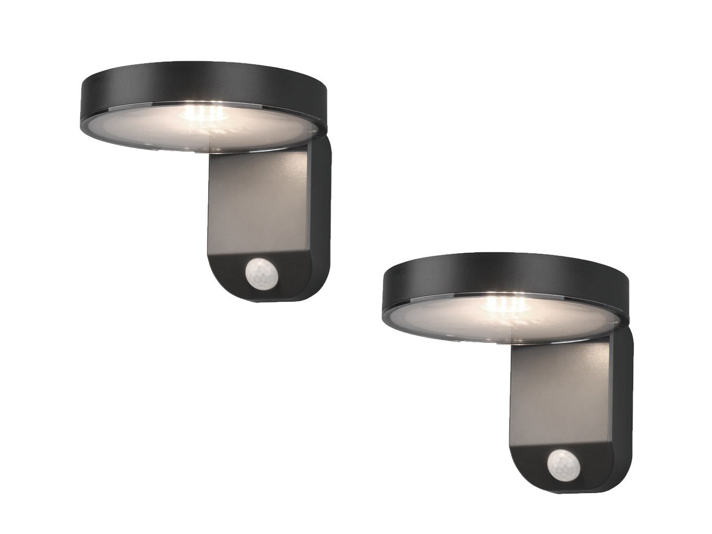 Reality Leuchten LED Solarleuchte, Bewegungsmelder, LED fest integriert, Warmweiß, 2er-Set Solarlicht Außenbeleuchtung Hauswand mit Bewegungsmelder, IP44