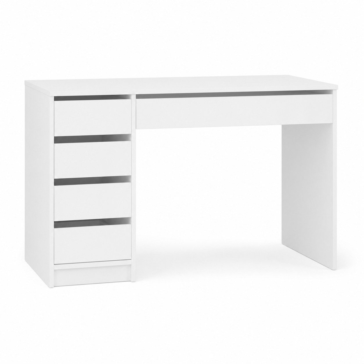 ibonto Schreibtisch Computertisch mit Stauraum 5 Schubladen, mattweiß (1 Schreibtisch), 120 cm breit, 5 Schubladen, mattweiß, mit Stauraum