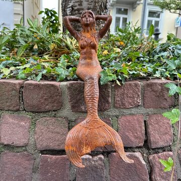 Aubaho Gartenfigur Eisenfigur Nixe Meerjungfrau Skulptur Garten Akt Erotik 46cm Rost Anti