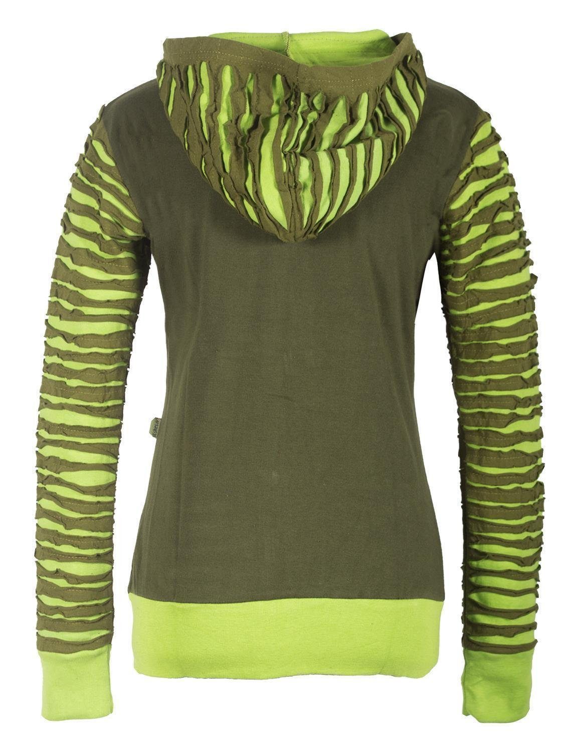 Vishes Kapuzensweatjacke Patchworkjacke Kapuzenjacke Hoodie Cutwork günstig online kaufen