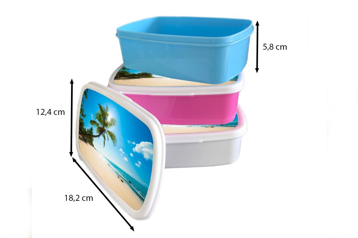 Sonne Kunststoff, Snackbox, Kunststoff Lunchbox rosa Palme, Mädchen, - Kinder, - (2-tlg), Strand für Brotdose Meer Brotbox MuchoWow Erwachsene, -