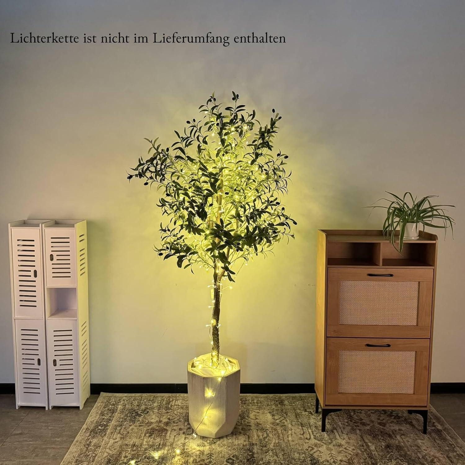 Kunstbaum Künstlicher Olivenbaum 180cm groß Kunstpflanze für Wohnzimmer, LuxusKollektion – Bild 2 von 5