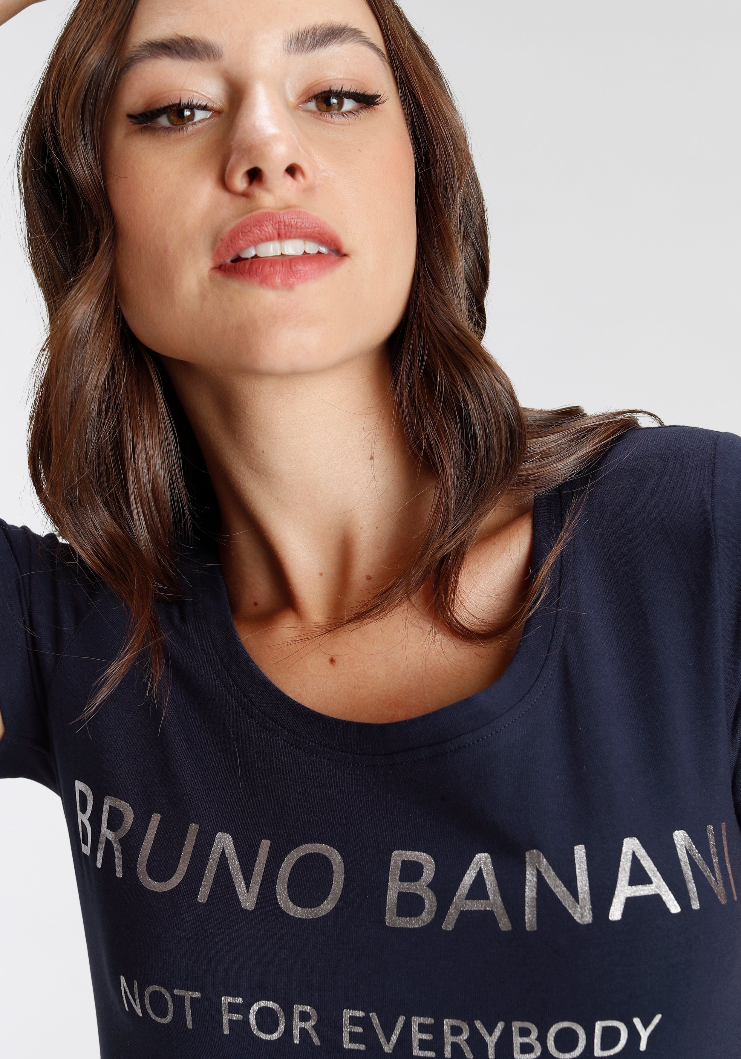 mit T-Shirt Logodruck NEUE marine Bruno KOLLEKTION goldfarbenem Banani