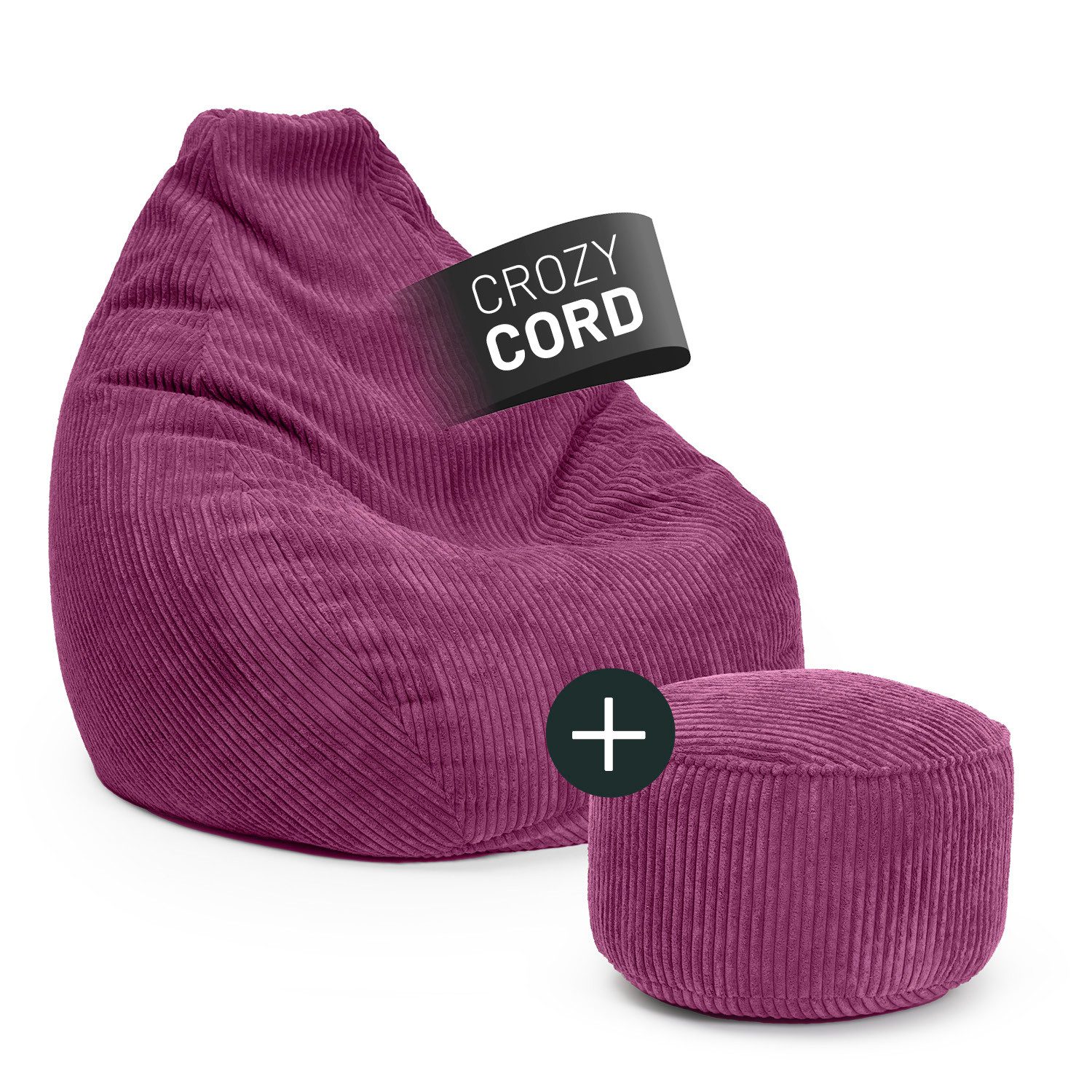 Lumaland Sitzsack Gaming-Sitzsack Cord 350l senfgelb, supersofte Füllung EPS-Perlen