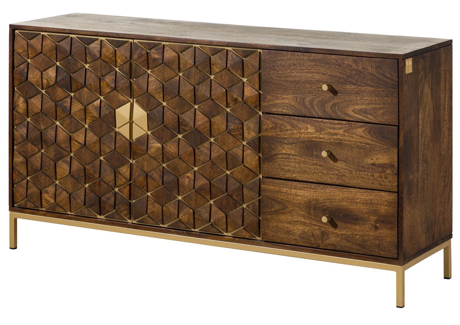 Massivmoebel24 Kommode DIAMOND (Massivholz), Kommode Mango 145x40x77 braun geölt DIAMOND #207