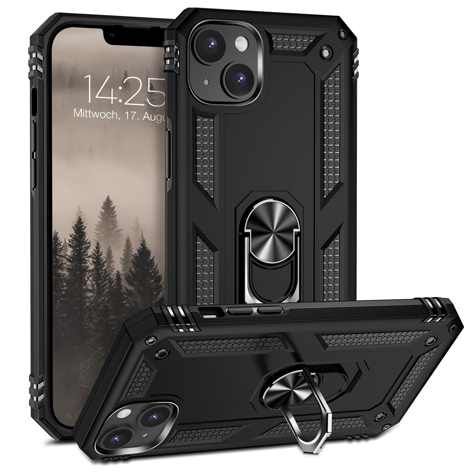 Tec-Expert Handyhülle Outdoor Cover Hülle für Apple iPhone 15 6.1 Zoll, 6.1, Premium Hülle aus verstärktem Polycarbonat