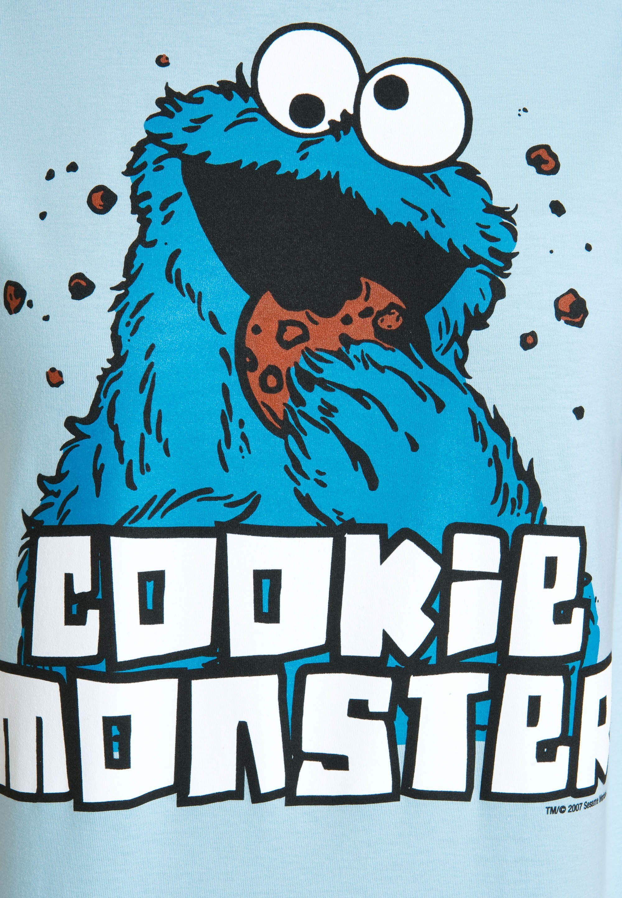 T-Shirt - mit Krümelmonster lizenziertem Originalddesign Sesamstrasse LOGOSHIRT hellblau