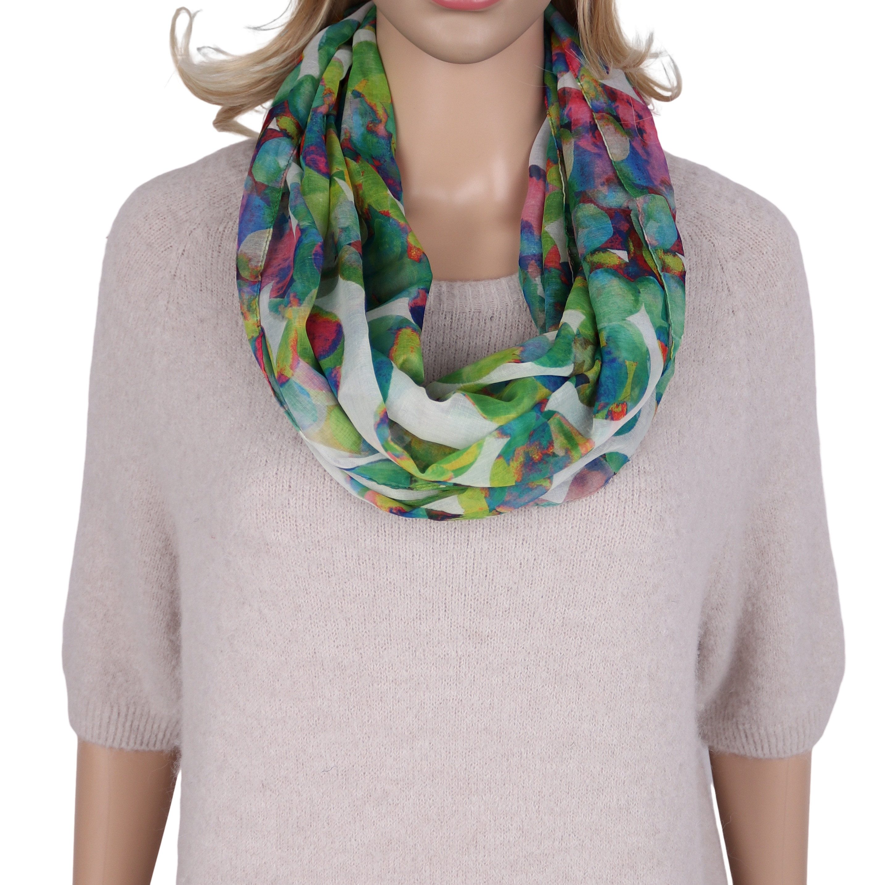Loop Damen Schal mit Tollem Muster Weich aus 700% Viskose, Schlauchschal