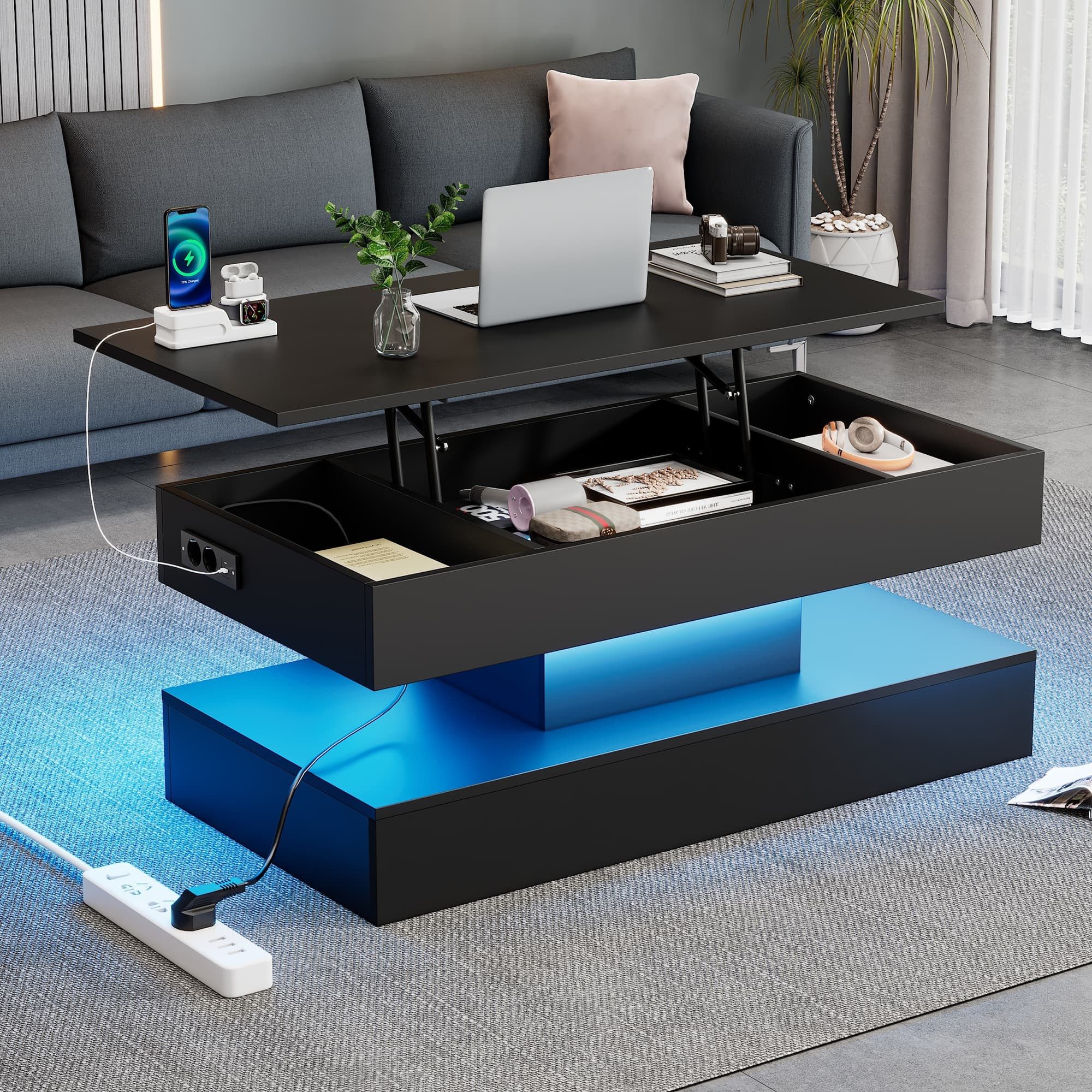 ANYSUN Couchtisch Sofatisch Beistelltisch mit LED-Beleuchtung (Spar-Set, 1 Tisch), Breite 100 cm